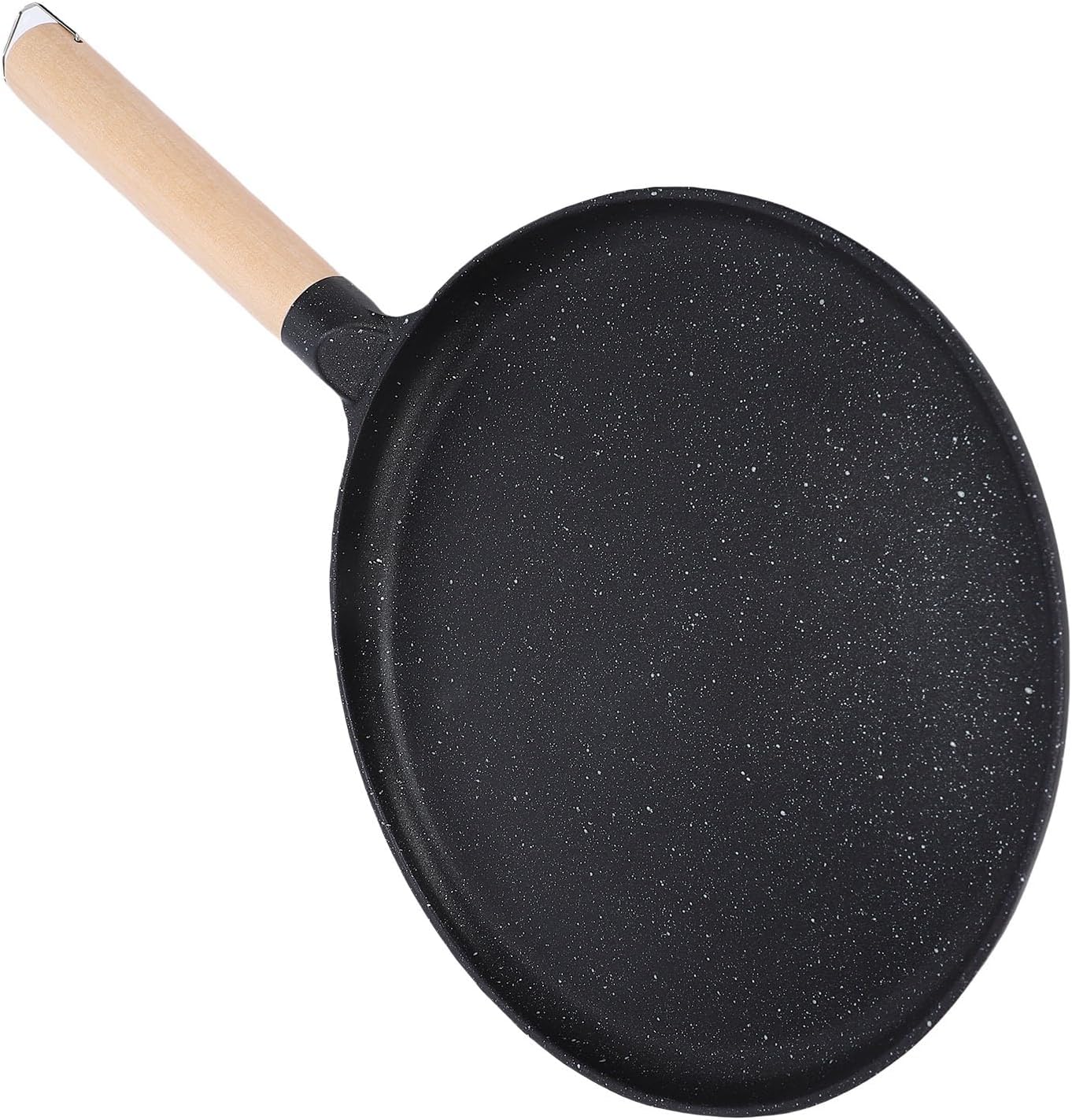 Asixxsix Asixxsix Nonstick Crepe Pan, Double Layer Nonstick Coating Aluminum Alloy Construction Pancake Griddle, Tortilla Pan with Heat Proof Wooden Handle for Pancakes Crepes Tortillas Omelettes