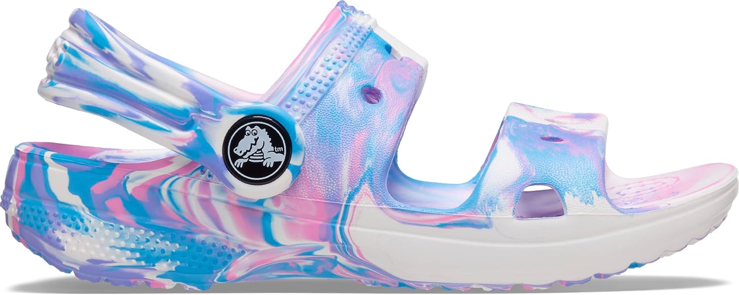 Crocs Kids Classic Marbled Tie-dye Sandal (Toddler), White/Pink, Numeric_8 US Unisex