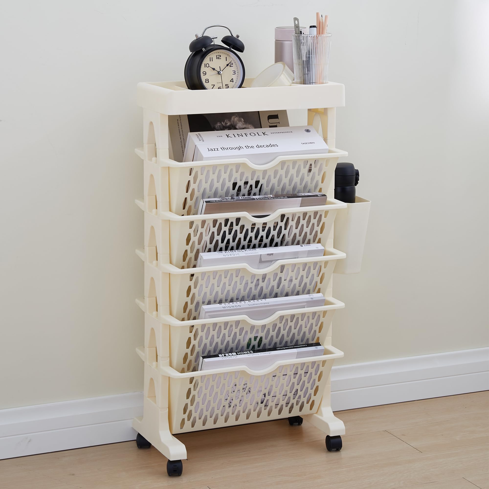 キャスター付き木製ワゴン 6段引き出し (引っ越しの為1月いっぱいで