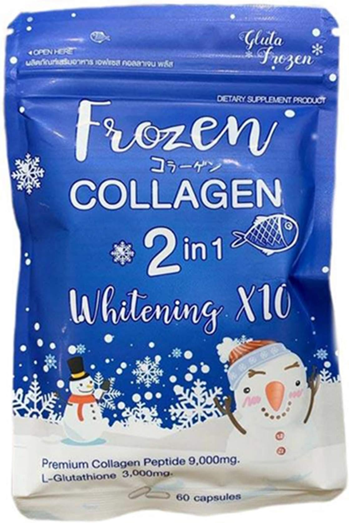 Frozen Collagen 2 in 1 Premium Collagen Peptide & Glutathione, 60 Capsules