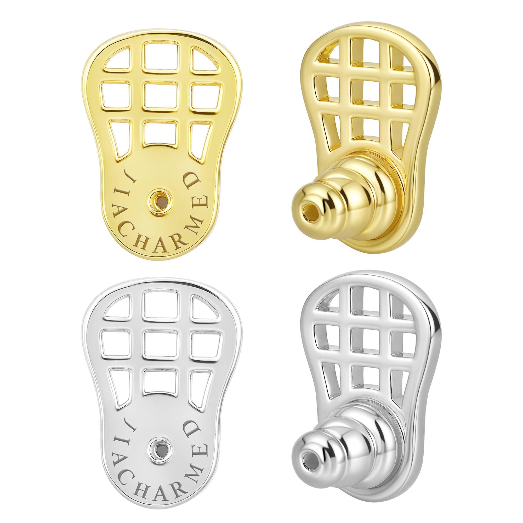 JIACHARMED Earring Backs, 4PCS Durable Mesh-Shape Earring Backs Replacements for Droopy Ears Locking Earring Lifter Backs for Heavy Earrings Large Earring Support Backings for Studs, Mixed Color