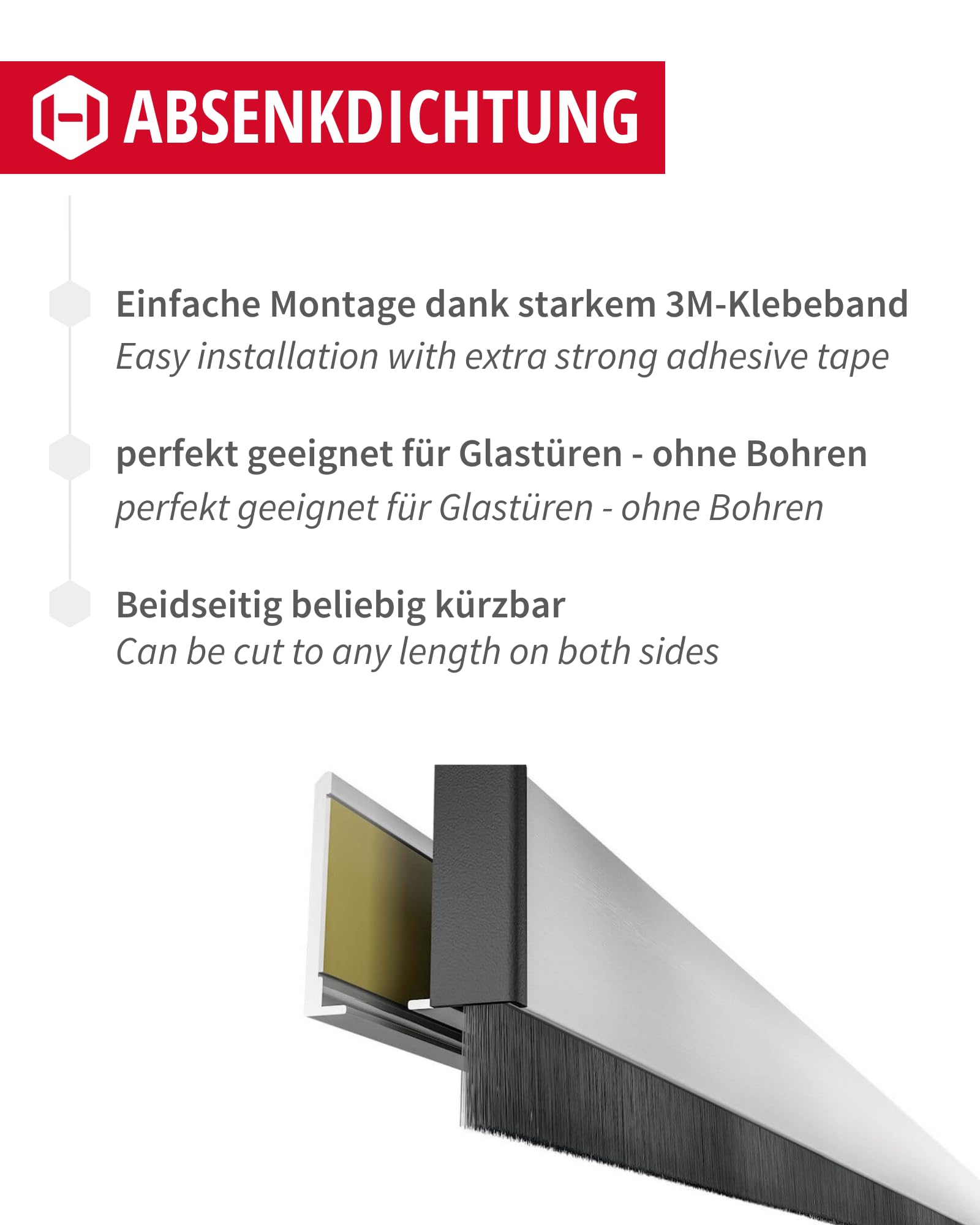 Gedotec absenkbare Bodendichtung - Braun | 1 Stück Türdichtung unten