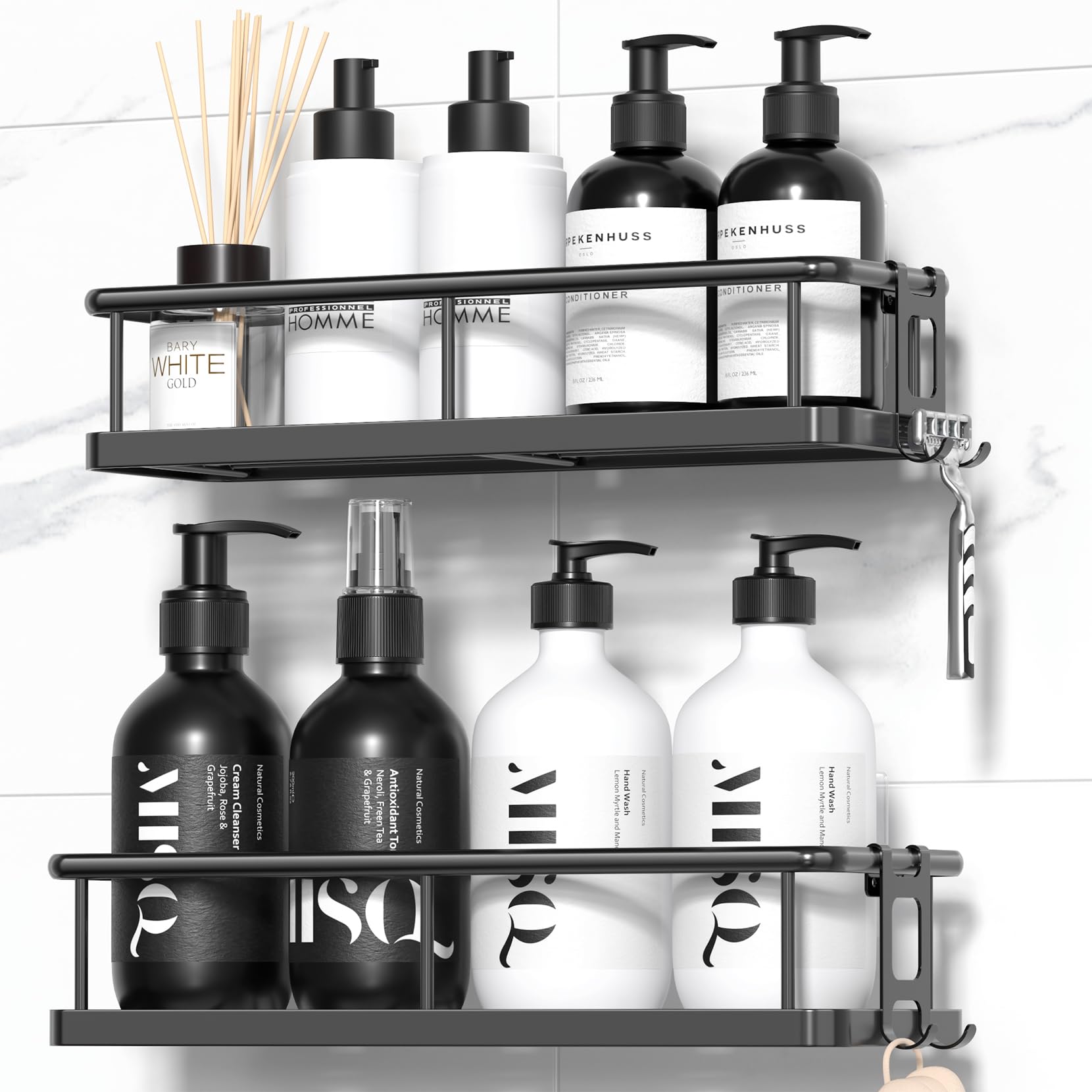 YASONIC Shower Caddy Adhesive 100% Rustproof Bathroom Shelves 2 Piece