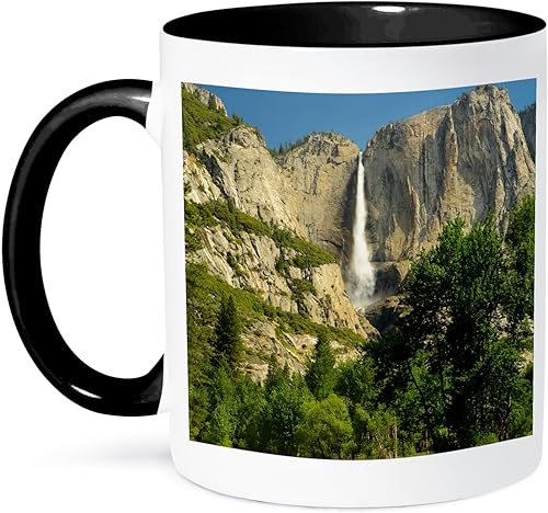 3dRose Danita DelimontMichel HersenCascadasUpper Yosemite Falls Merced River Yosemite NP California Estados UnidosTazas NegroBlanco