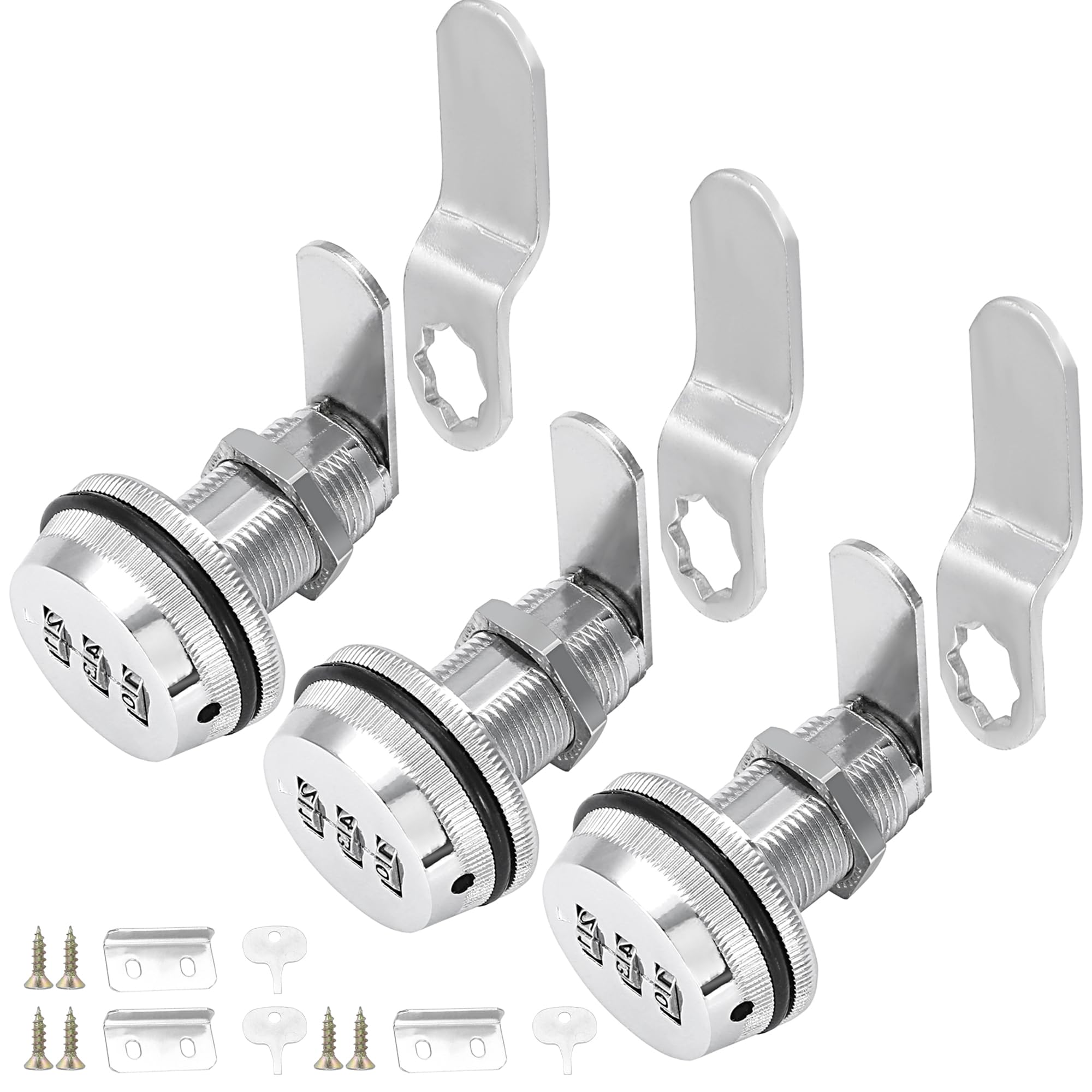 Cerradura de gabinete con combinación de números, cerradura de leva combinada de 1-1/8 pulgadas para arma/archivador, buzón, cerradura de cajón de escritorio sin llave (paquete de 3)