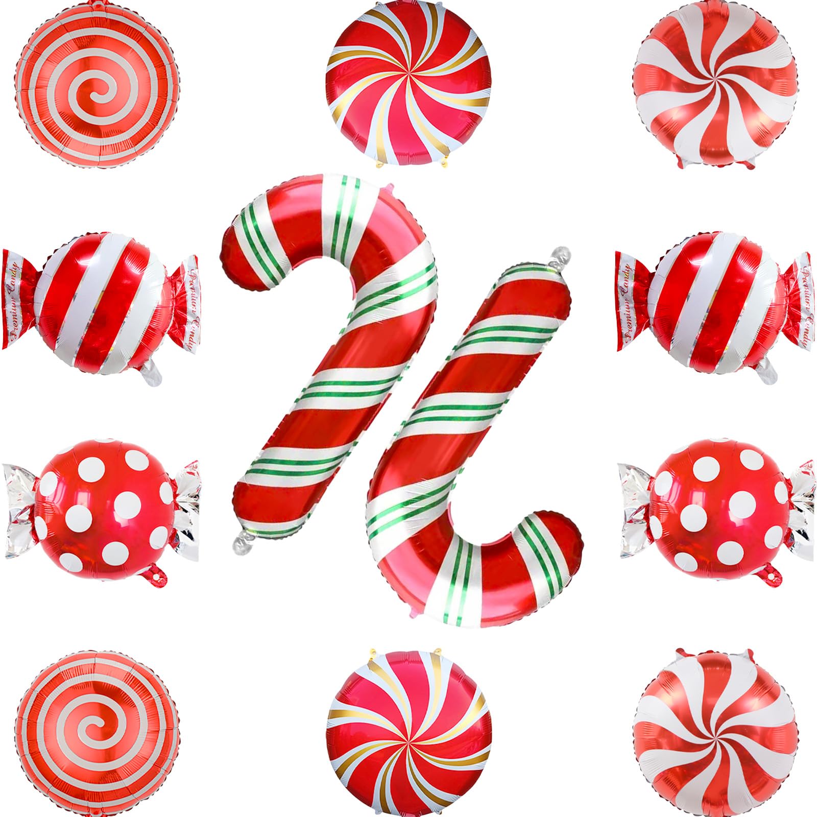 Photo 1 of Candy Foil Balloons, 12 Pcs Sweet Candy Mylar Balloon Round Lollipop Candies Theme Party Decorations Kids Christmas Birthday Party Baby shower New Year Gift Supplies