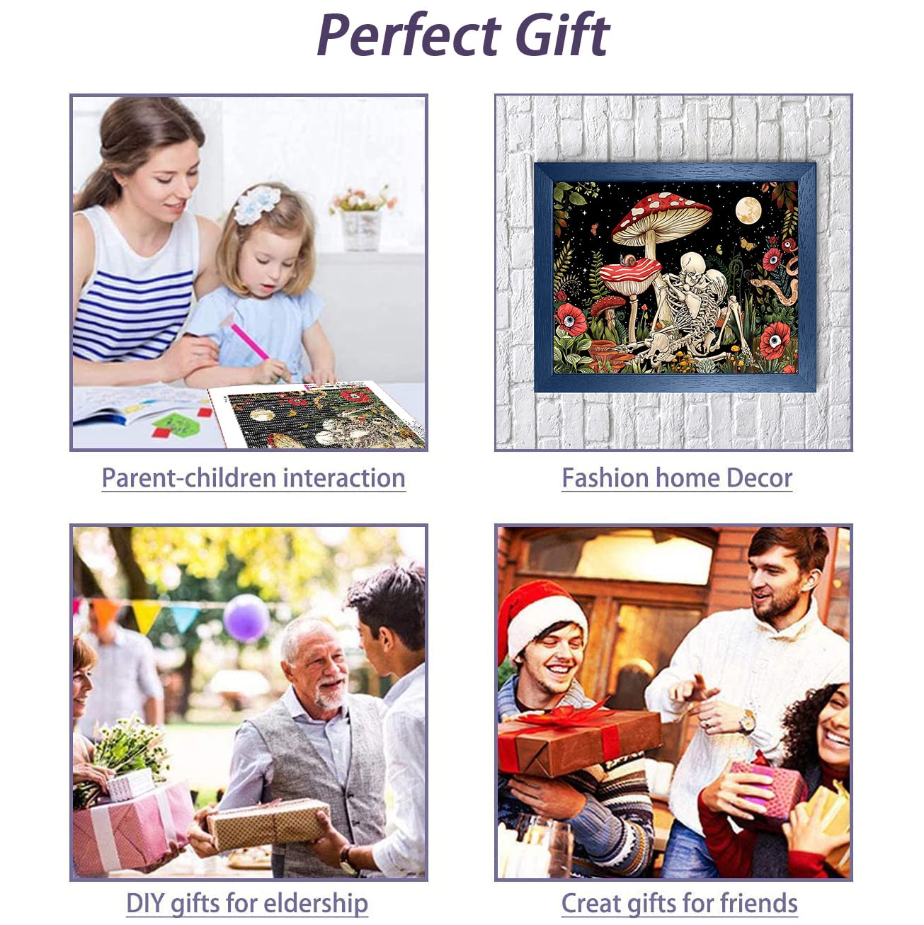Kit per pittura a mosaico con diamanti per adulti, kit per pittura a mosaico 5D con fiore lunare, kit completo per pittura a mosaico per adulti e bambini, decorazione da parete per