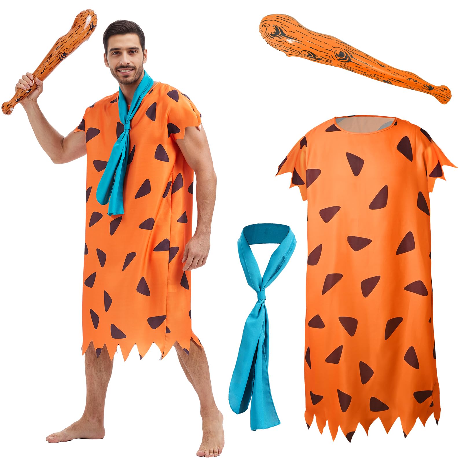 HMDKHI Modern Caveman Costume, Adult Version Of The Orange Caveman Outfit