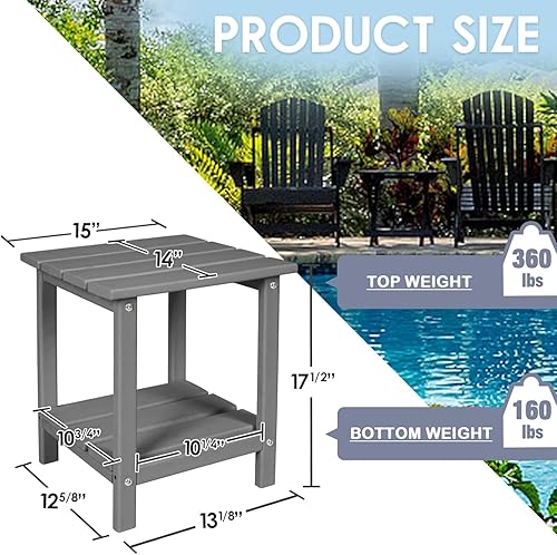 Miniatura 3 de DAILYLIFE Mesa auxiliar para exteriores, mesas auxiliares de patio Adirondack, mesa auxiliar pequeña para exteriores, mesa auxiliar de plástico HDPE