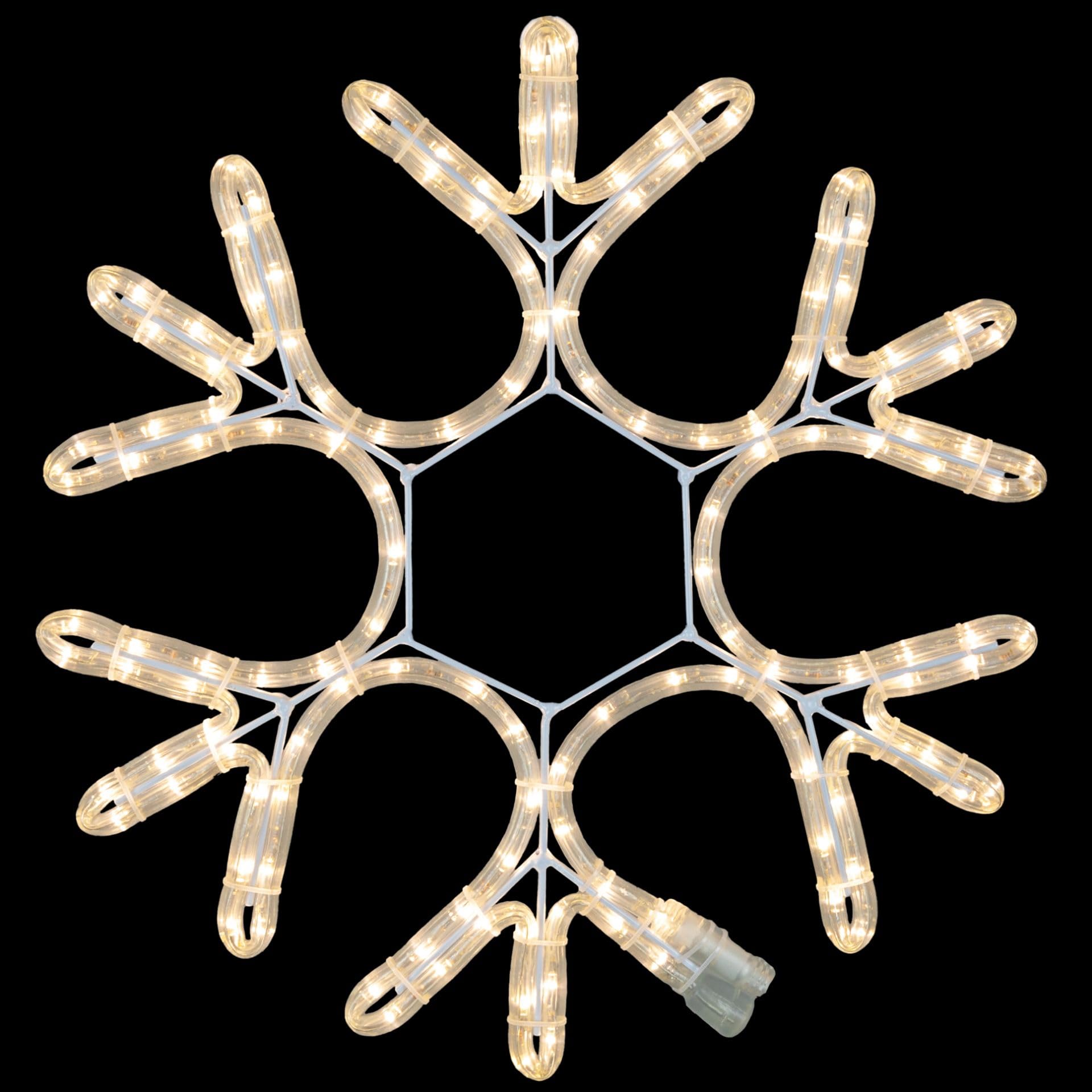 Novelty Lights 15 Inch Warm White LED Snowflake Lights with 5-Ft Power Cord and Hanging Ring, Durable Frame for Windows, Doors, Porches, Trees