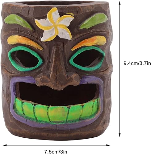 Miniatura 5 de Tiki Totem - Soporte para bolígrafo, novedoso vaso de resina fluorescente Tiki Totem, adorno Tiki para bolígrafo, lápiz, cepillo y suministros de