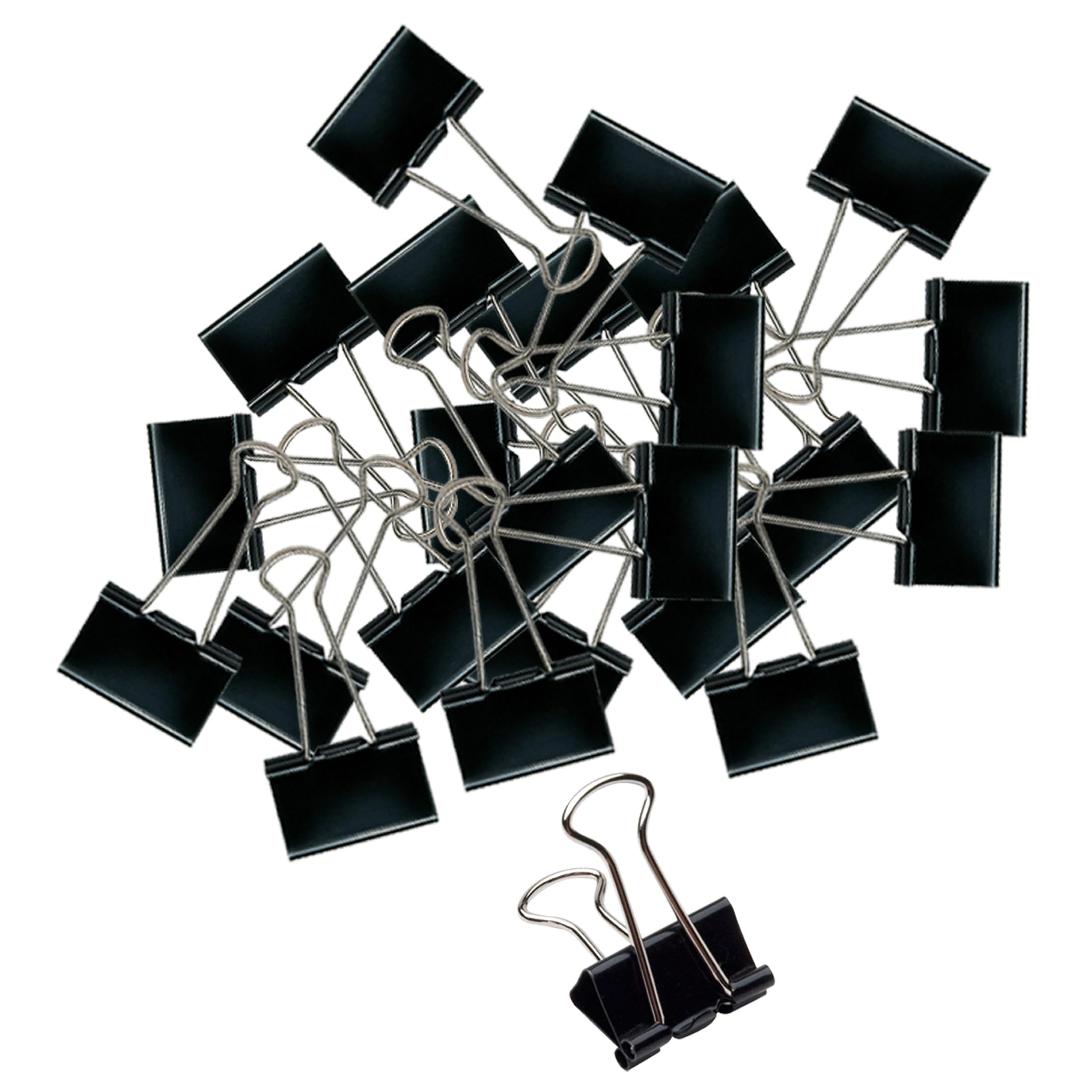 Black Binder Clips Large Paper Clamps Foldback Bulldog Clips for Office Stationery, Printer Paper (12 Pcs, 41mm)