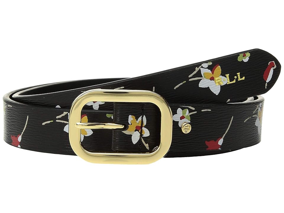 

LAUREN Ralph Lauren 1 Saffiano Belt (Black Vintage Floral) Women's Belts