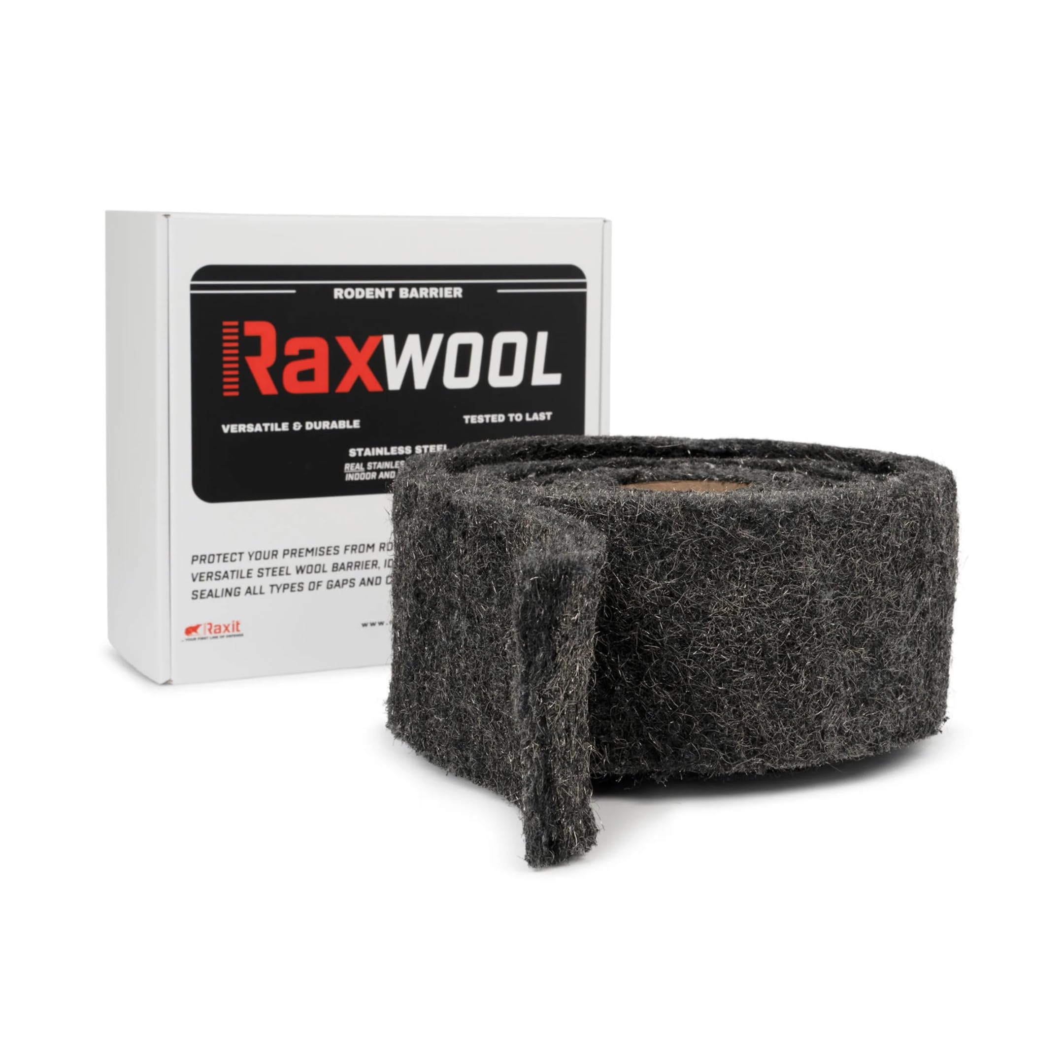 RAXWOOL - Lana de acero antiroedores 3 m x 10 cm - Barrera física inoxidable, flexible y duradera