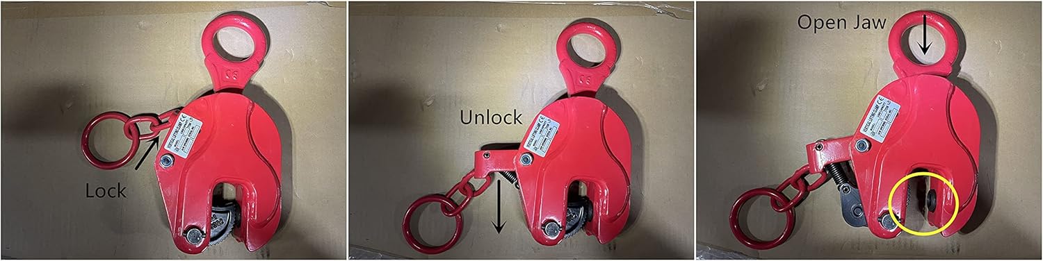 Vertical Plate Clamp - Heavy Duty Durable Lifting Clamp with Lock Handle 2200-6600 lb Working Load Limit (WLL) (2200lb 1Ton)