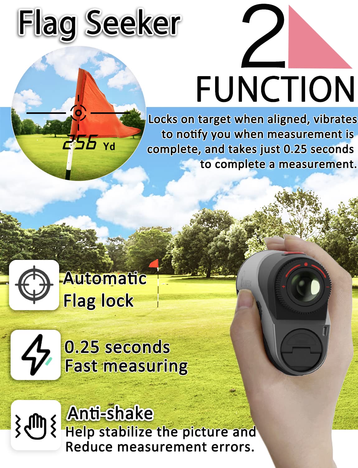 Aimfox A300 Golf Yardage Rangefinder with Slope Switch, Rubber