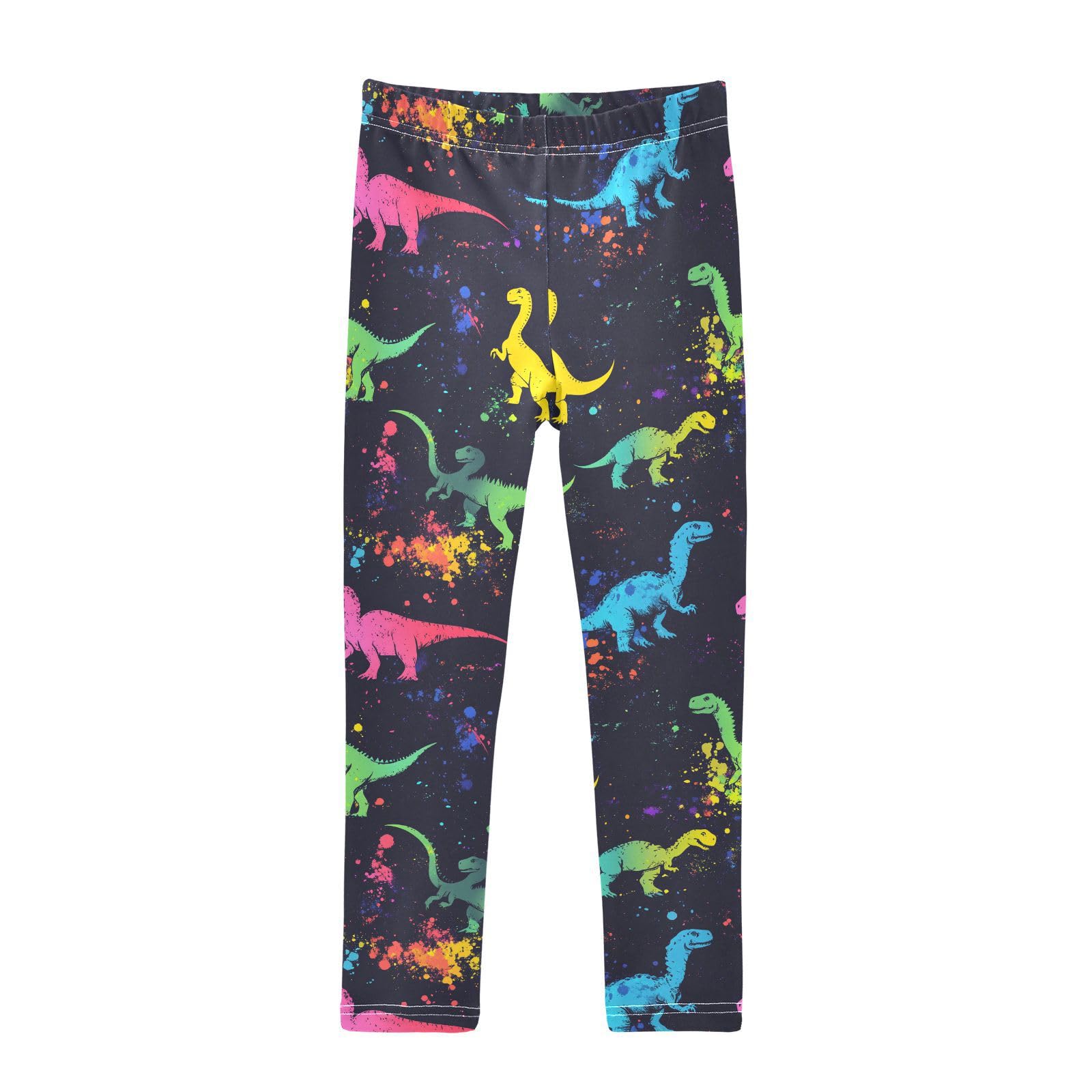 Wusikd Colorful Dinosaurs Girls' Leggings Toddler Doodles Funny Kids Yoga Pants Dance Active Tights 4T