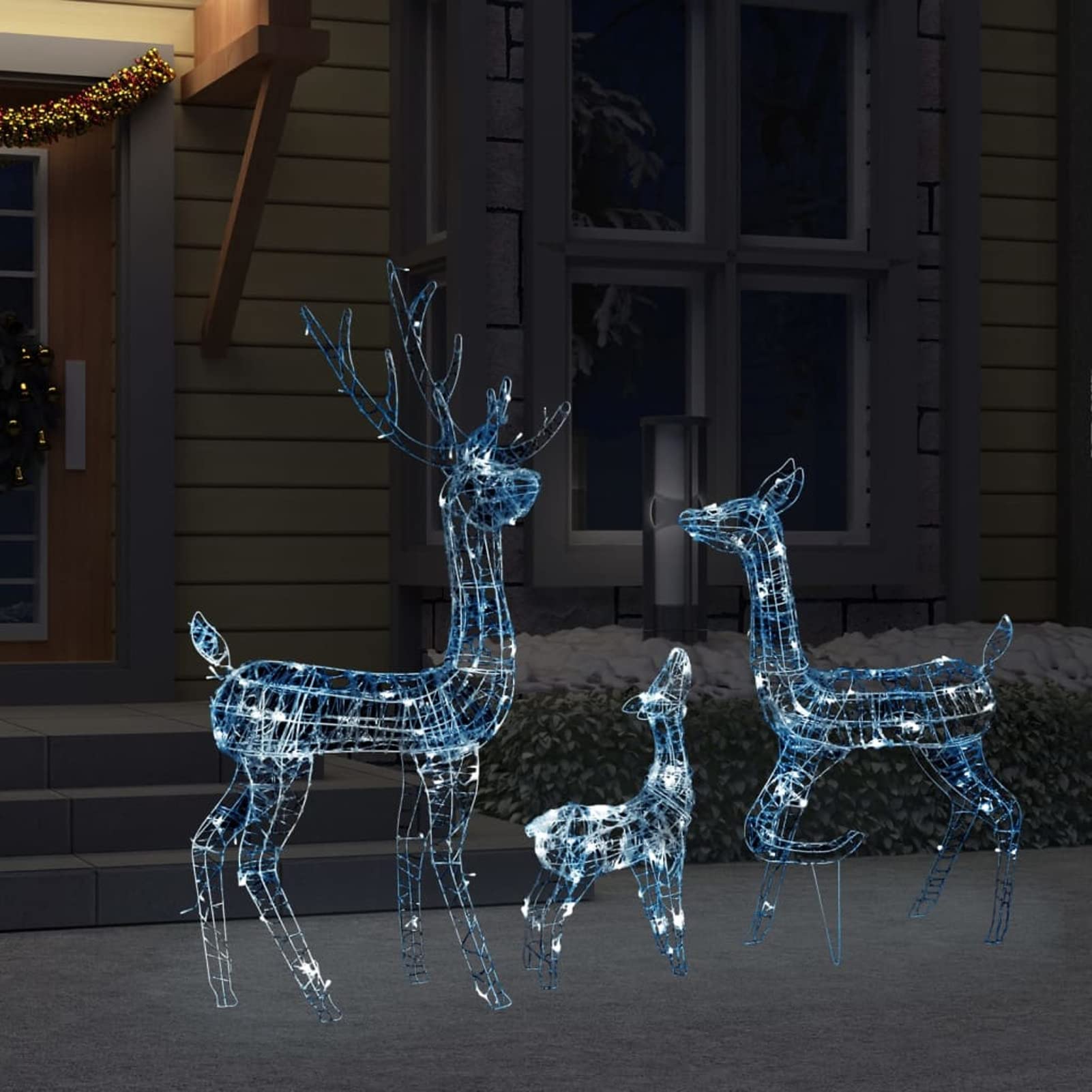 BaraSh Familia de Renos de Navidad acrílico 300 Leds Blanco frío Renos NavideñOs Exterior