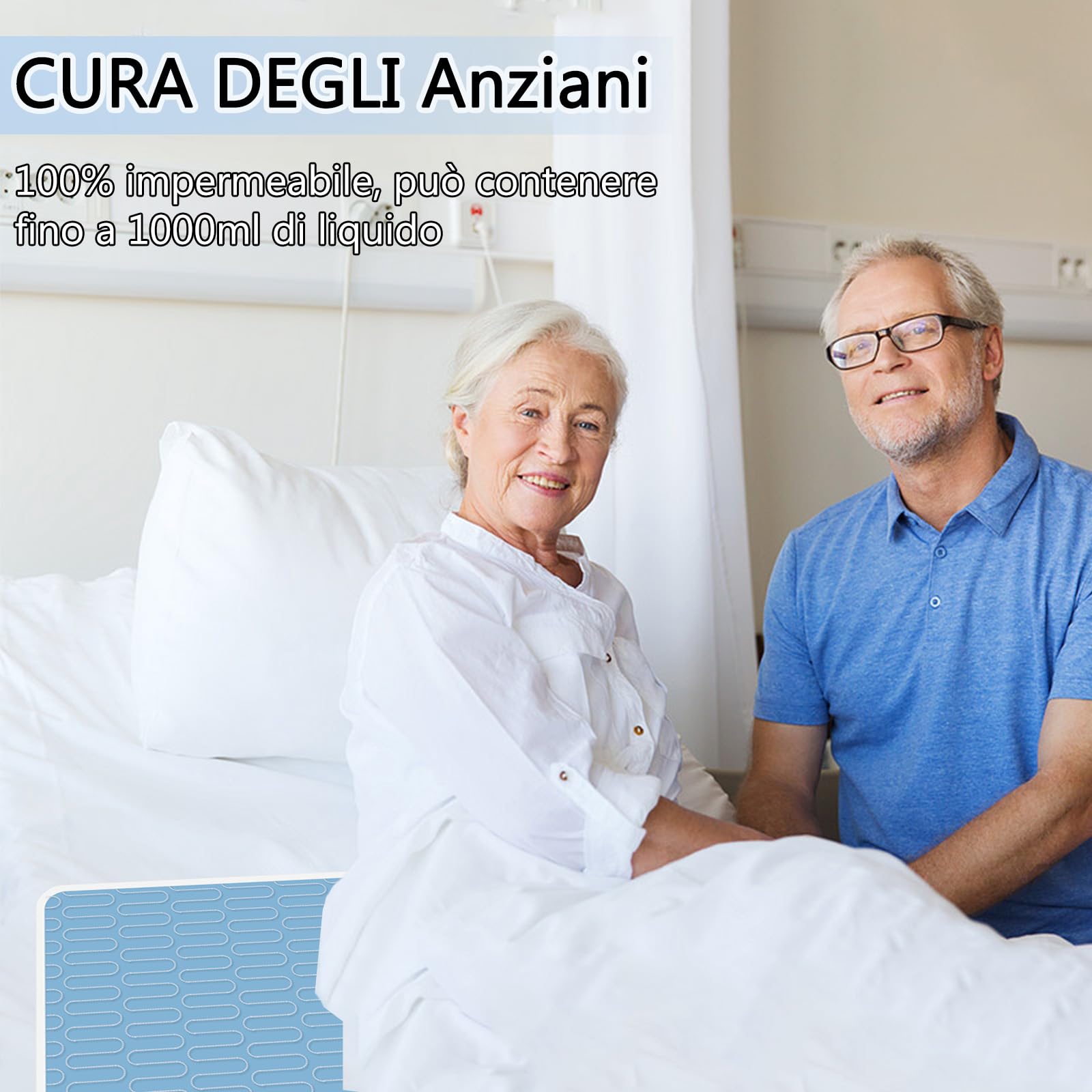 85x90cm Cuscinetti letto per incontinenza(Set di 4), Lavabile e Riutilizzabile Materasso Impermeabile Pad, Pee Pads per Adulti, Bambini, Anziani e Animali domestici