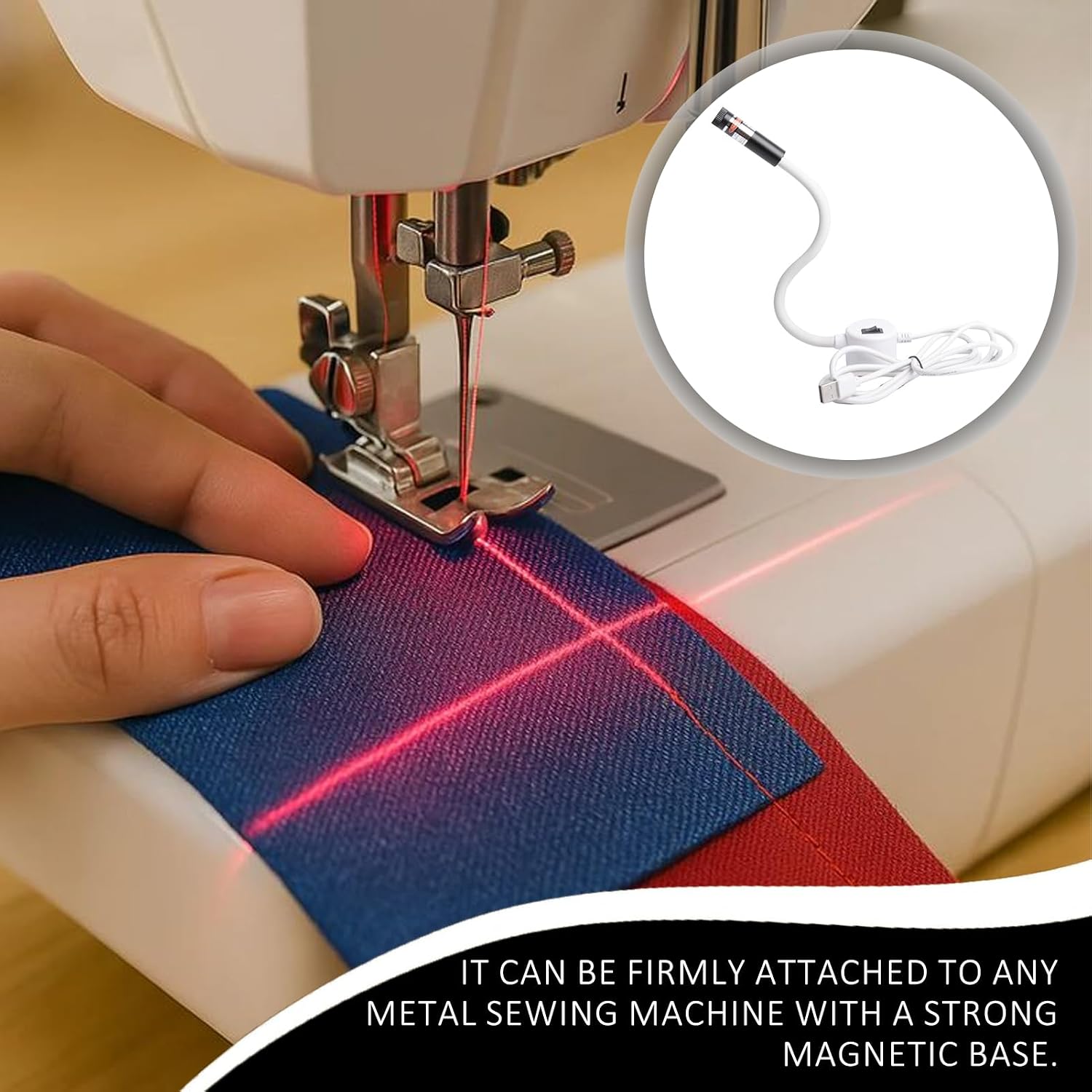 Magnetic Positioning Quilting Light for Sewing Machine,Magnetic Positioning Quilting Light with Crosshair Guide,Straight Stitching Adjustable Hands-Free Precision Sewing and Quilting Aid Tool