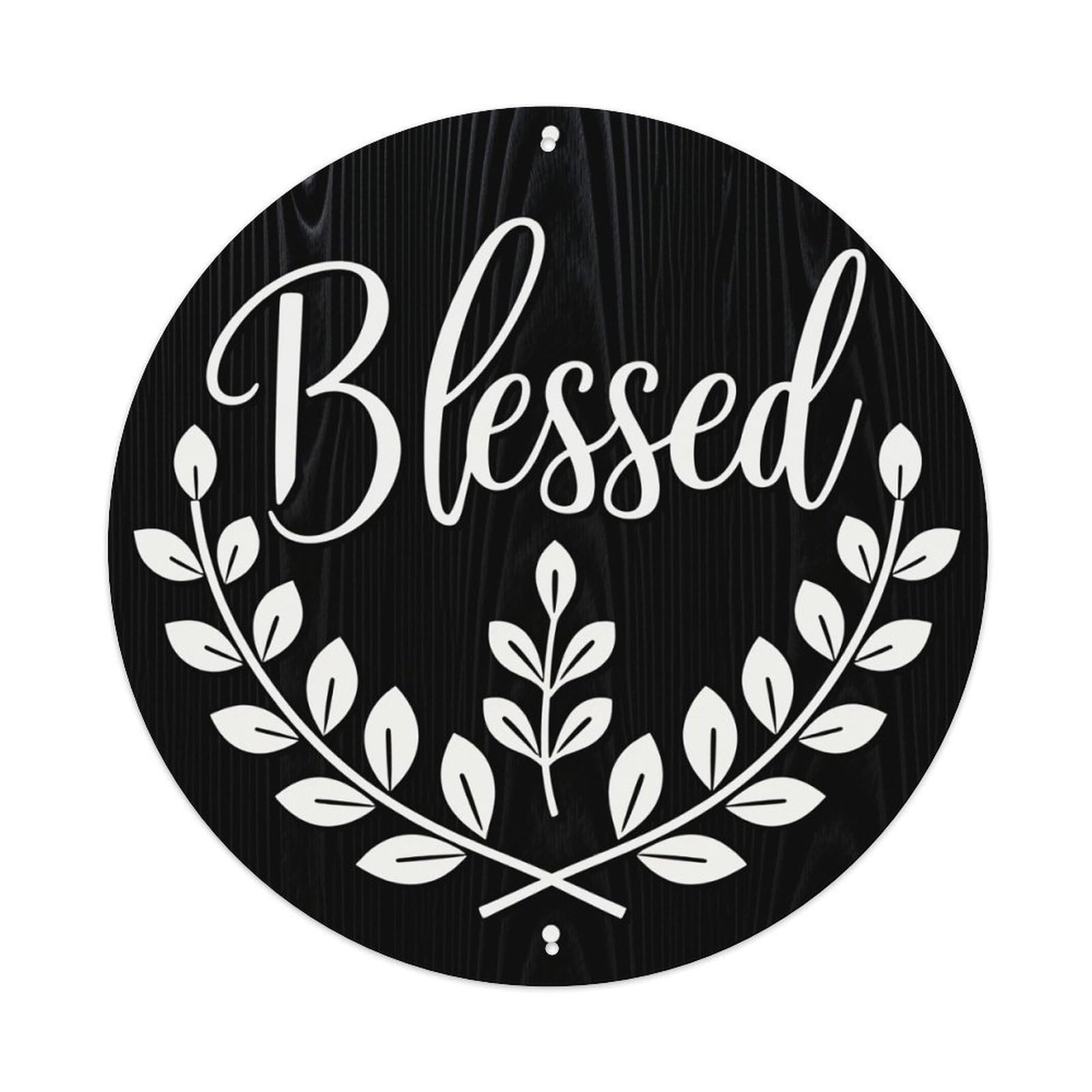 Blessed Wreath Design On Wooden Background Metal Tin Sign Plaque