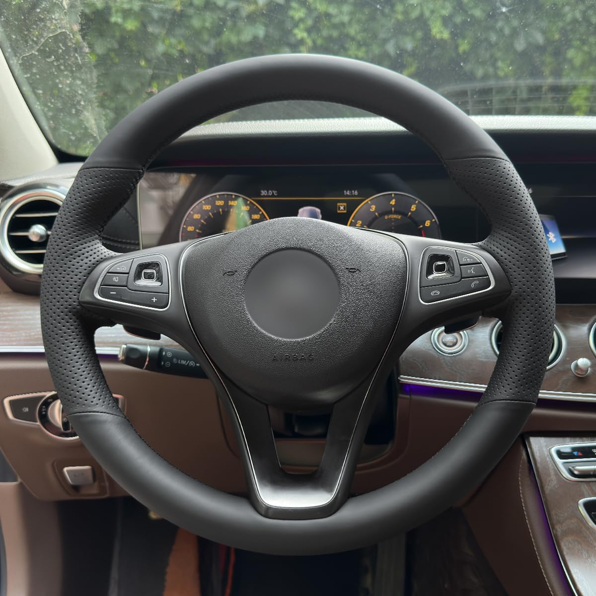 MEWANT Lenkradbezug zum Nähen für Schwarzer für Mercedes W205 C117 C218