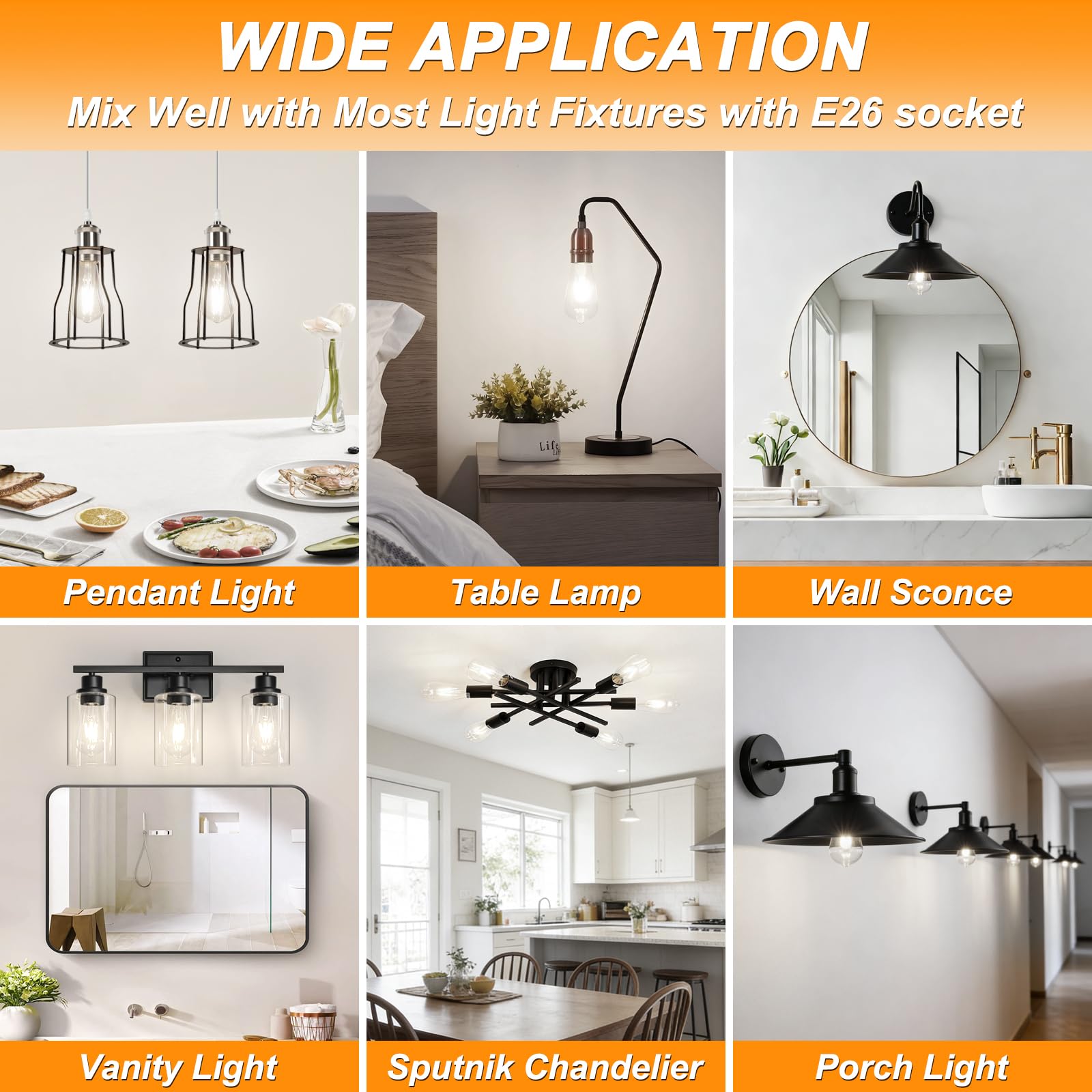 Ascher Bombillas LED Edison vintage, 6 W, equivalente a 60 W, luz blanca diurna de alto brillo 4000 K, bombillas de filamento LED ST58 con CRI 80+, base mediana E26, no regulable, vidrio transparente,