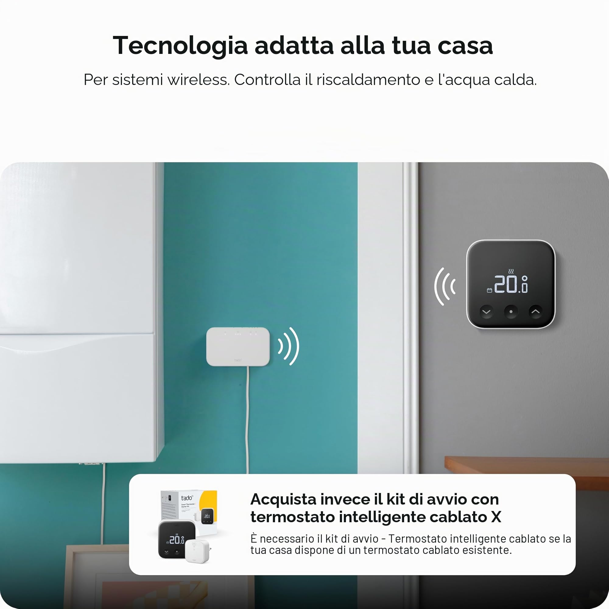 Wireless Smart Thermostat X - Starter Kit (TC) [UK] + Stand [incl. programmatore con controllo dell'acqua calda e OpenTherm]