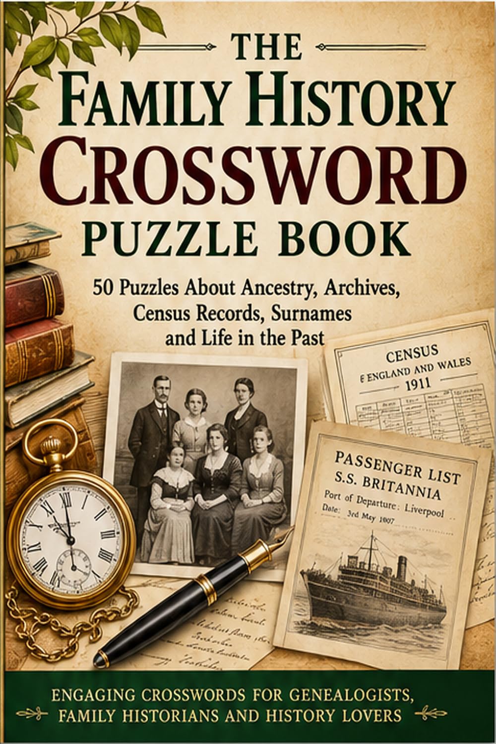 The Family History Crossword Puzzle Book: 50 Crossword Puzzles About Ancestry, Archives, Census Records, Surnames and Life in the Past