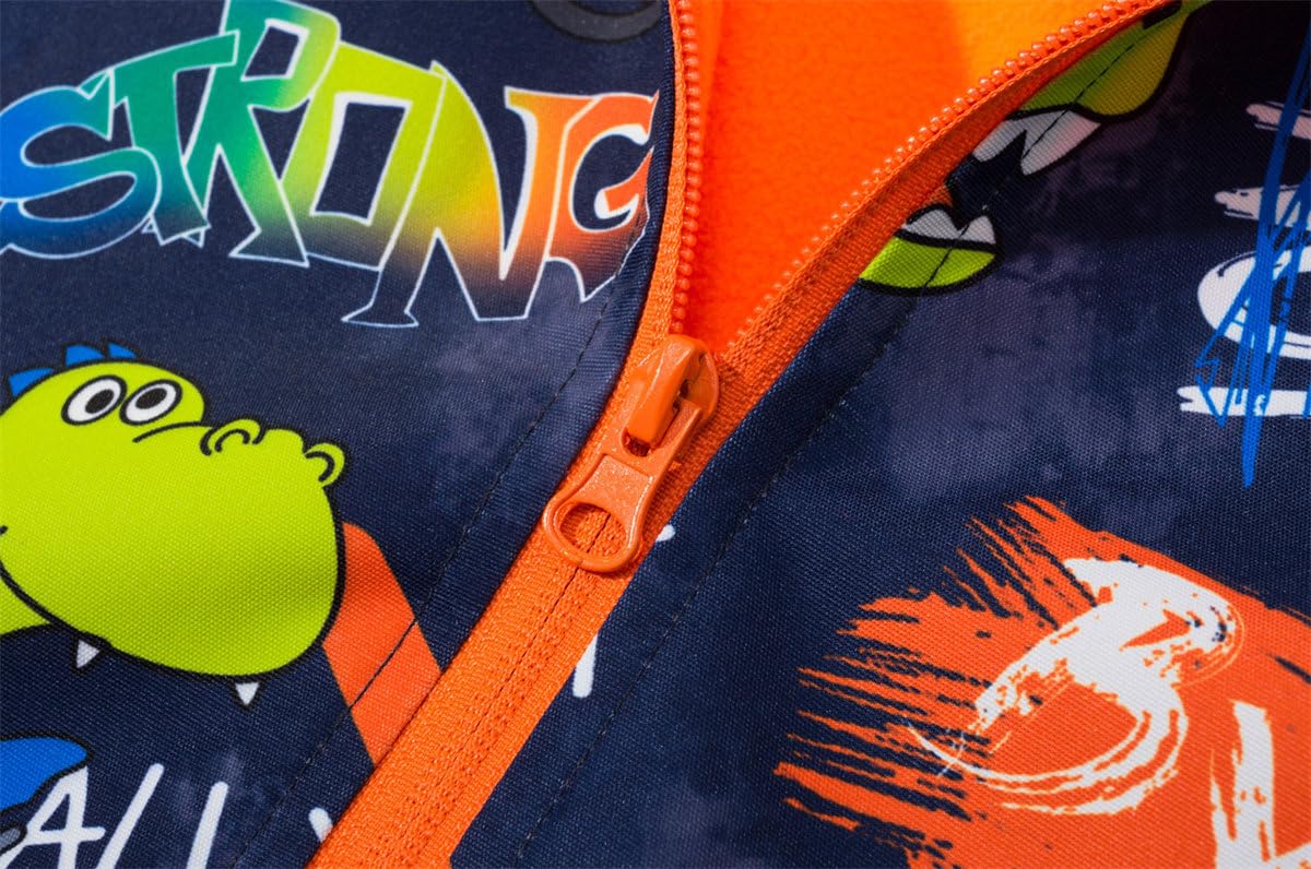 Veste Softshell Garçon Polaire Imperméable Coupe-vent Enfant Hiver Camouflage Dinosaure Blouson Ski à Capuche