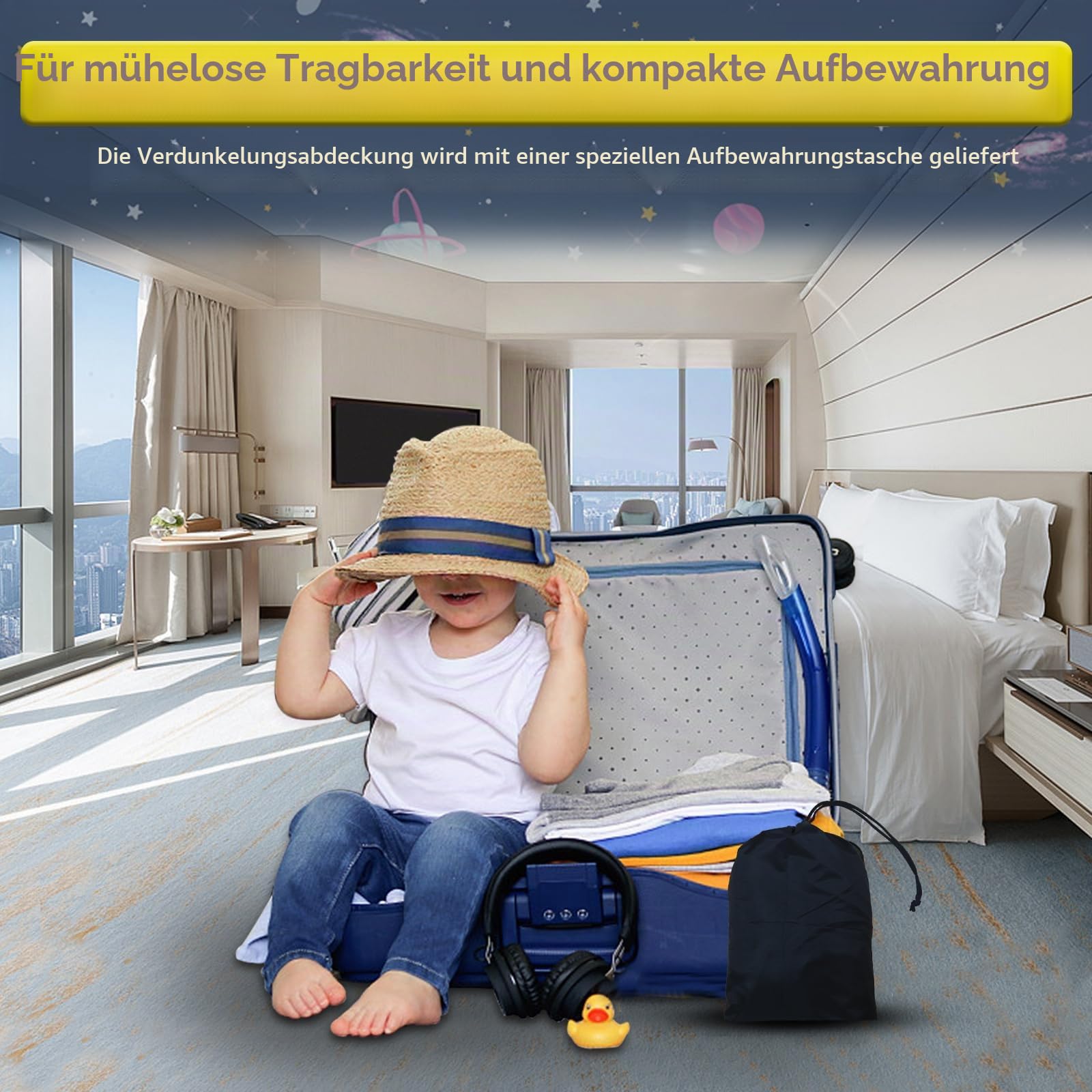 South to East Reisebettbezug 120 cm x 60 cm mit Tragetasche, atmungsaktiv und dehnbar, blockiert 90% des Lichts für den Schlaf des Babys, Pack N Play Blackout Cover