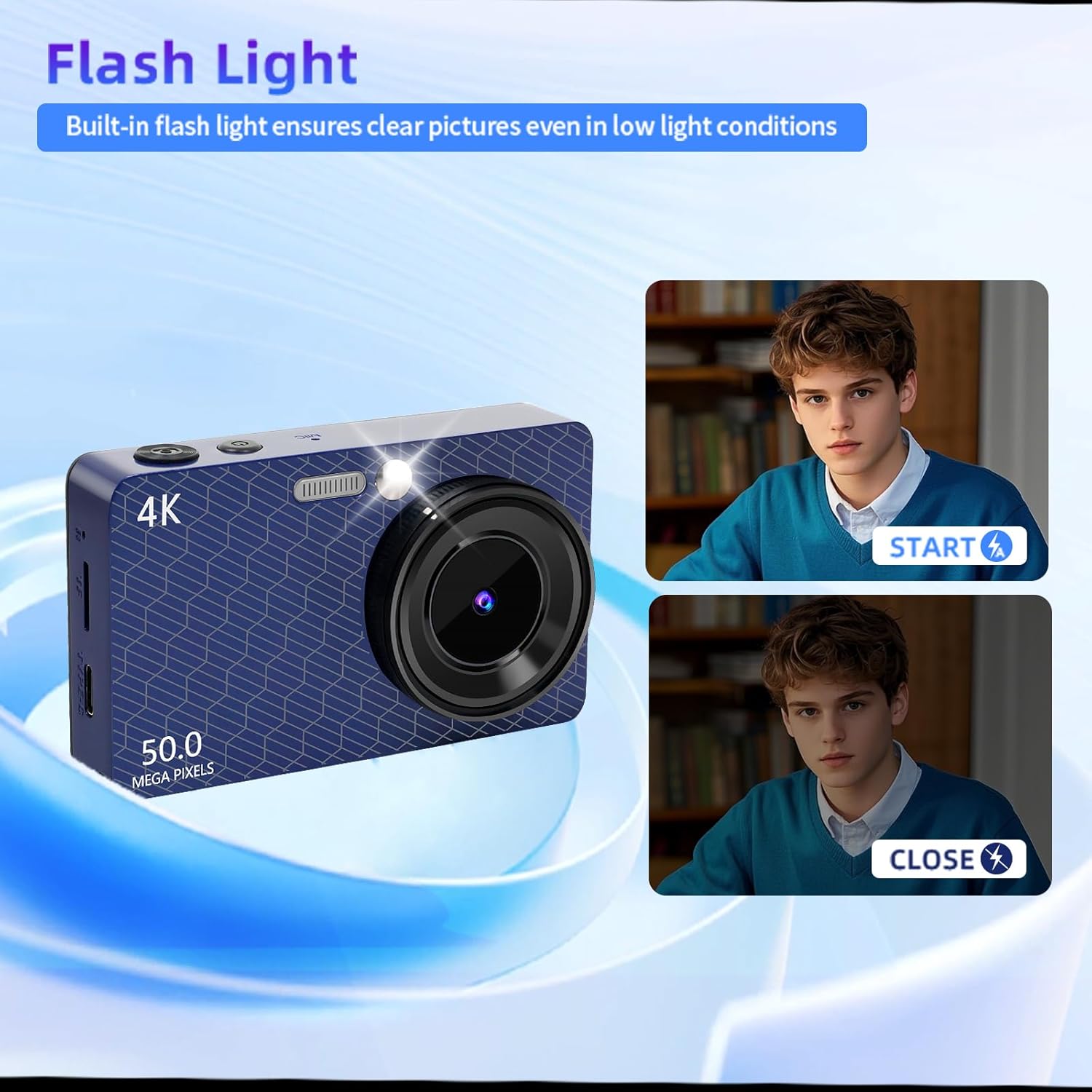 Digital Camera for Photography Autofocus, 4K Point and Shoot Cameras with 32GB SD Card, 16X Digital Zoom, Portable Travel Camera for Beginner, Small Compact Digital Camera for Adult Teens, Blue