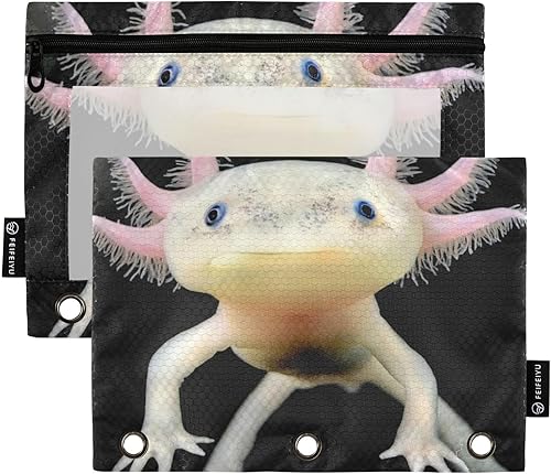 Estuche para carpetas Axolotl, resistente bolsa para lápices para carpeta de 3 anillas, ventana transparente, oficina, escritorio, soporte para
