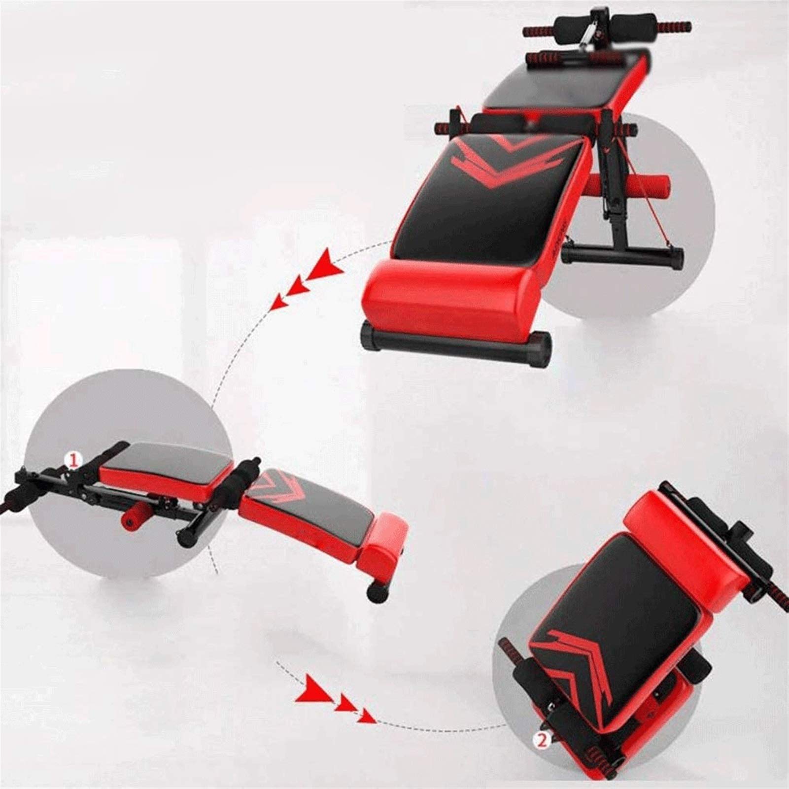 Banco di Allenamento, Panca Pesi Regolabile con Wider Schienale/Sedile for Allenamento Completo del Corpo Palestra di casa Forza panchina Formazione Stampa con Easy Pieghevole, Red