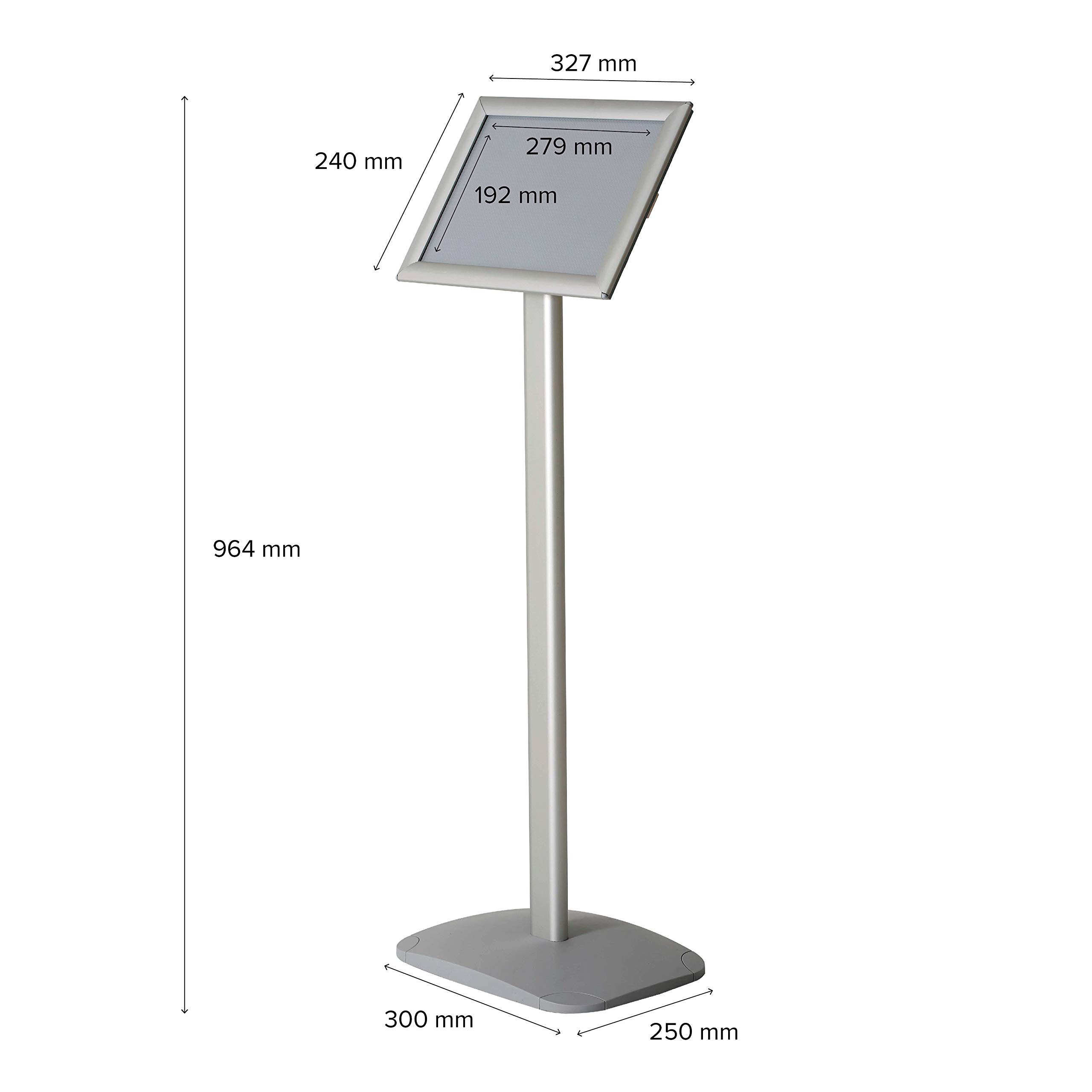 Soporte Informativo para Carteles DIN A4 | Elegante Stand Informativo en plata | Expositor de Información A4 en Formato Vertical/Horizontal | Soporte de Carteles para Publicidad