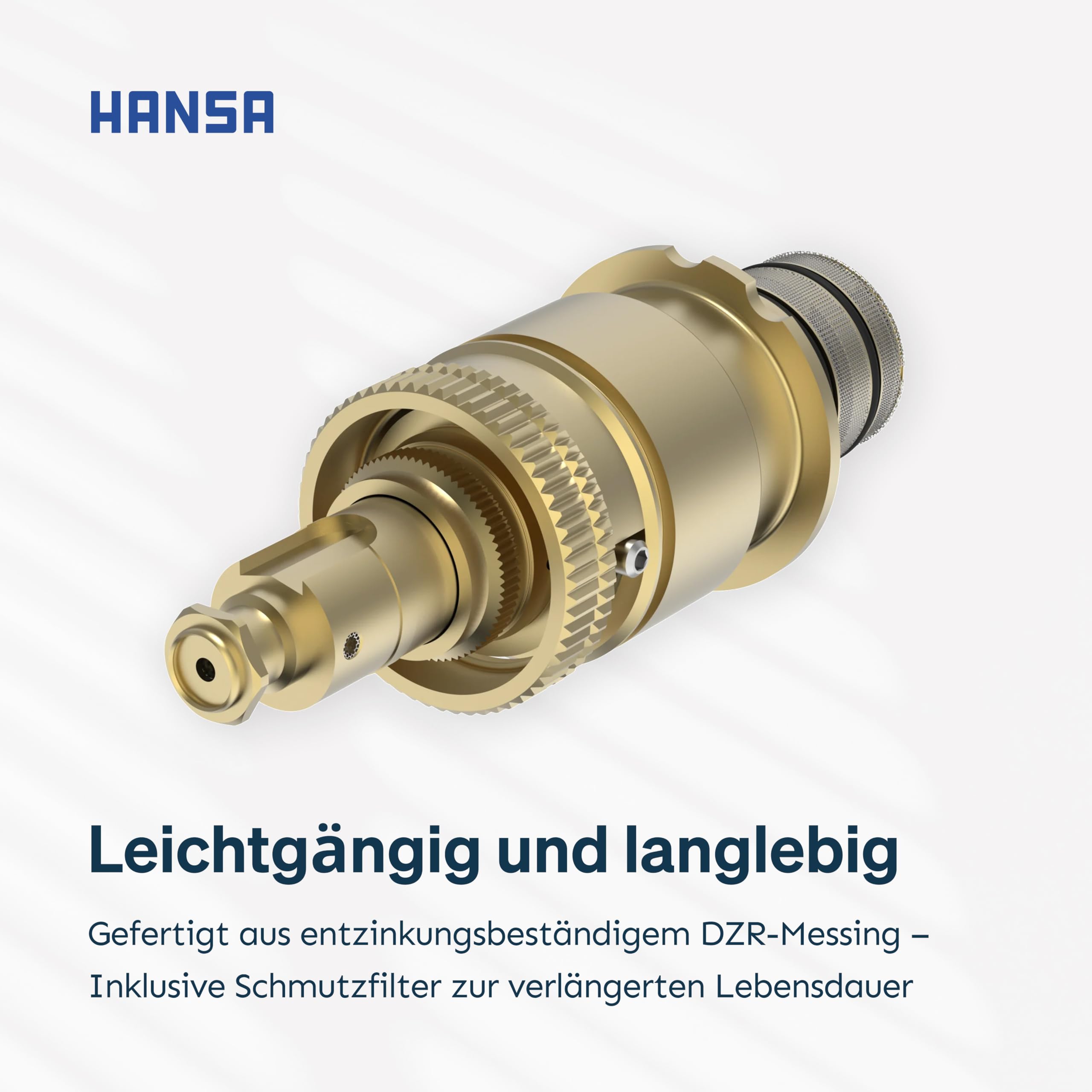 HANSA Thermostatkartusche I Temperatur Regelteil mit integrierter Absperrung & Schmutzfilter I Standard-Anschlussgröße G 1/2, Nennweite DN 15 | Kartusche Messing für Duschthermostat, Dusche Badarmatur