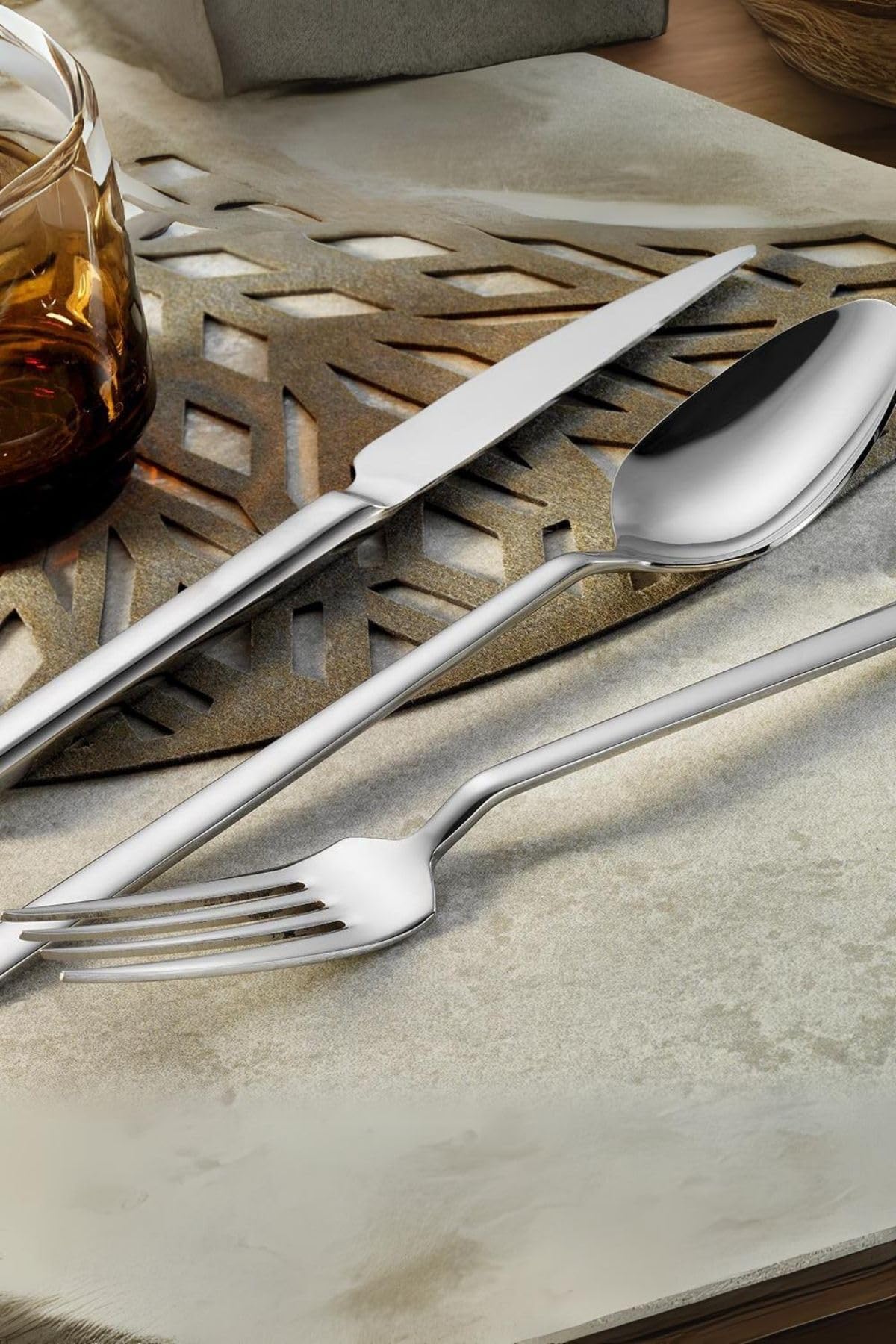 Lugga Doğa Yemek Çatal Kaşık Bıçak Takımı 18 Parça