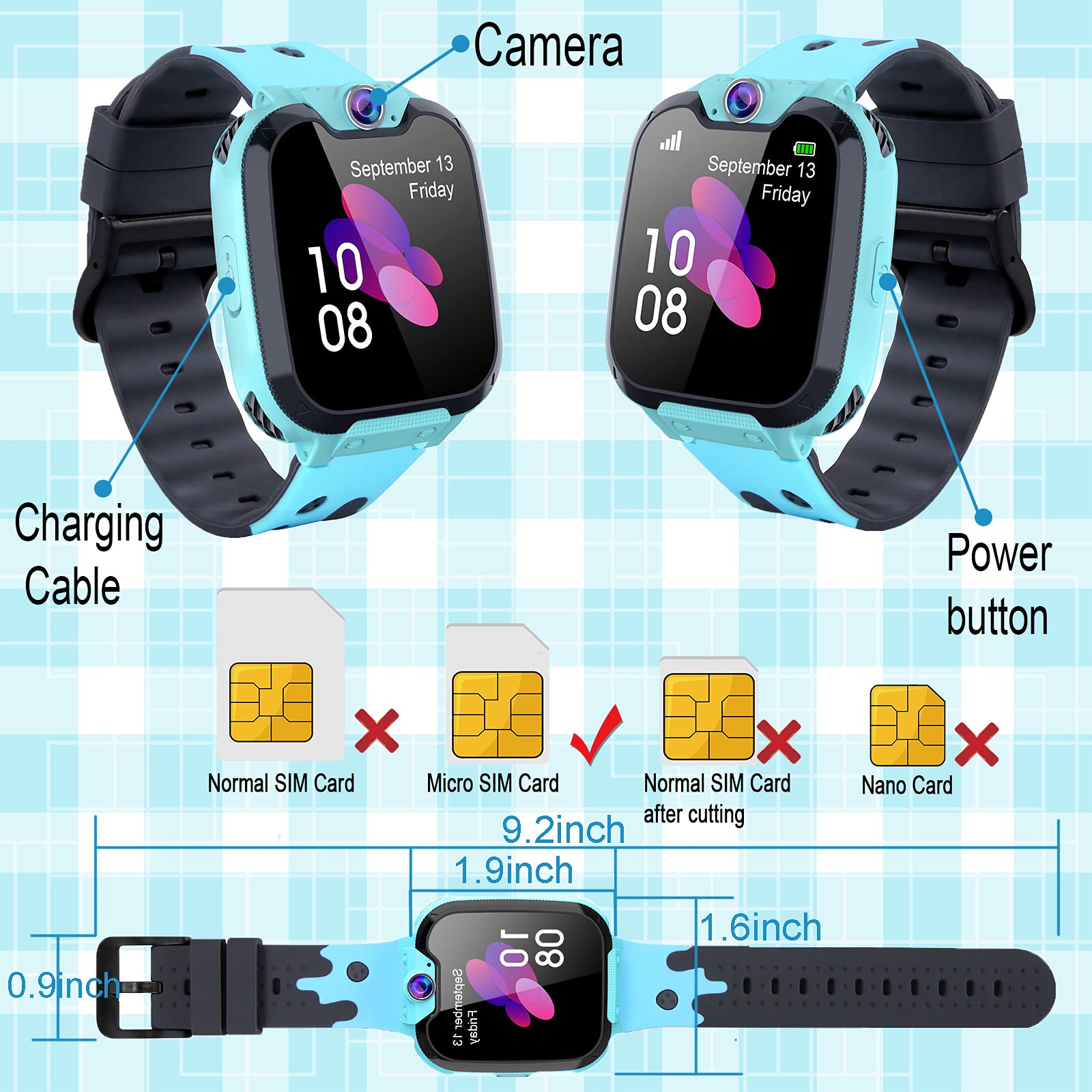 Reloj Inteligente Niño con Mp3 Musica - 7 Juegos Smartwatch Niños, Reloj Inteligente Niña, Relojes Smart Realiza Llamadas Mensajes de Voz Reloj de Cámara Alarma, Niños de 3 a 12 Años (W/ 1G SD Card)