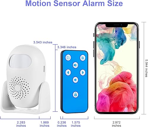 Miniatura 7 de Alarma con sensor de movimiento con 17 campanillas, 3 modos de alarma, 4 niveles de volumen, alarma inalámbrica con detector de movimiento con