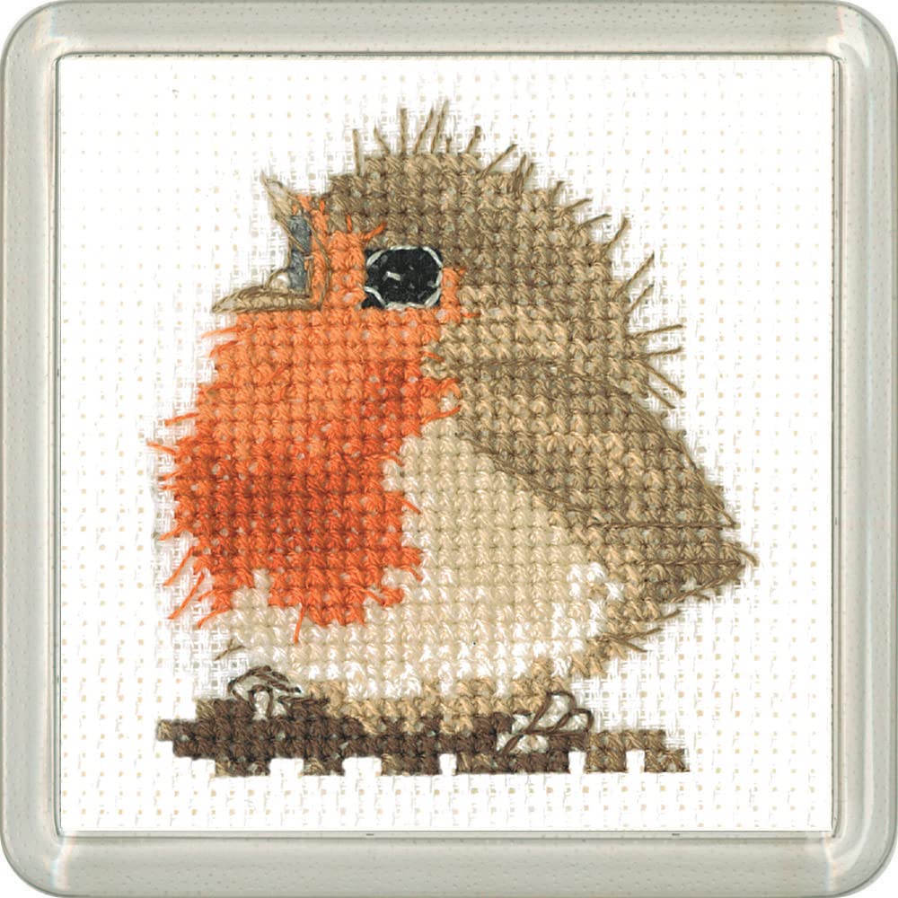 Heritage CraftsCross Stitch Kit with Acrylic Coaster - Rowan Robin Coaster Kit