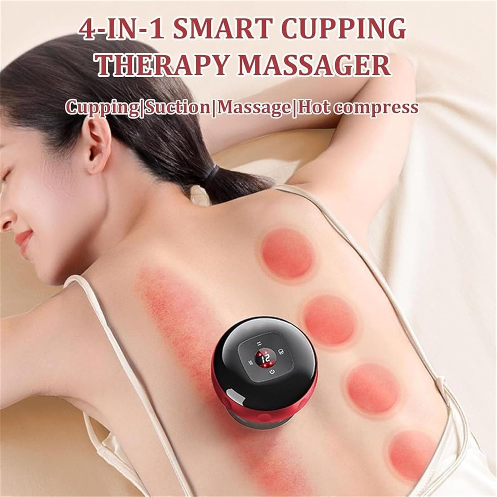 Massaggiatore intelligente per coppettazione, set elettrico per terapia di coppettazione, 5 in 1, regolabile, 12 livelli, potente meridiano per alleviare il dolore muscolare della schiena, strumenti