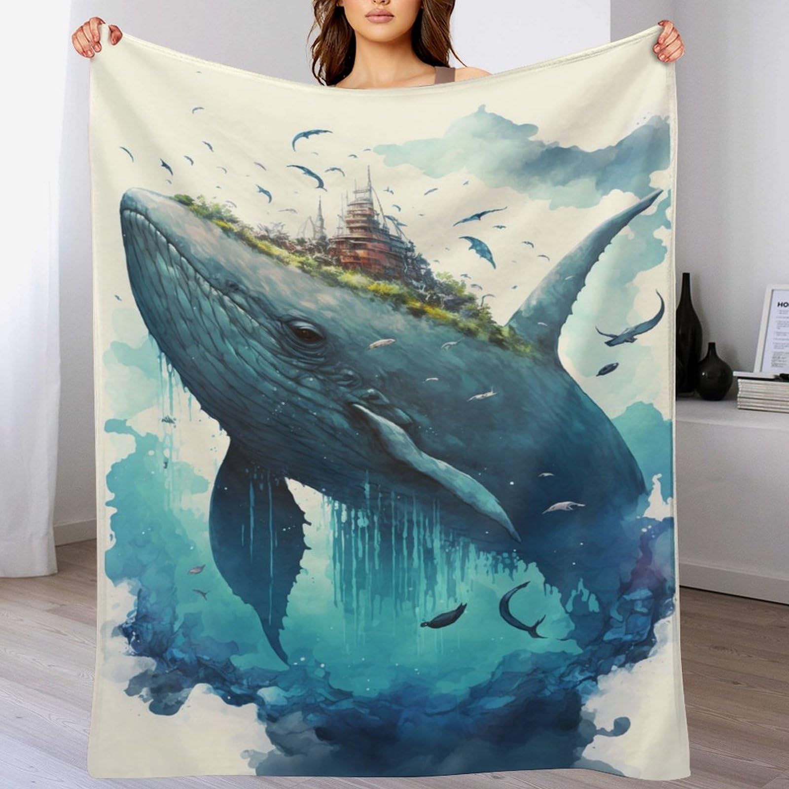 Manta de franela de ballena suave de 150x200 cm para regalar