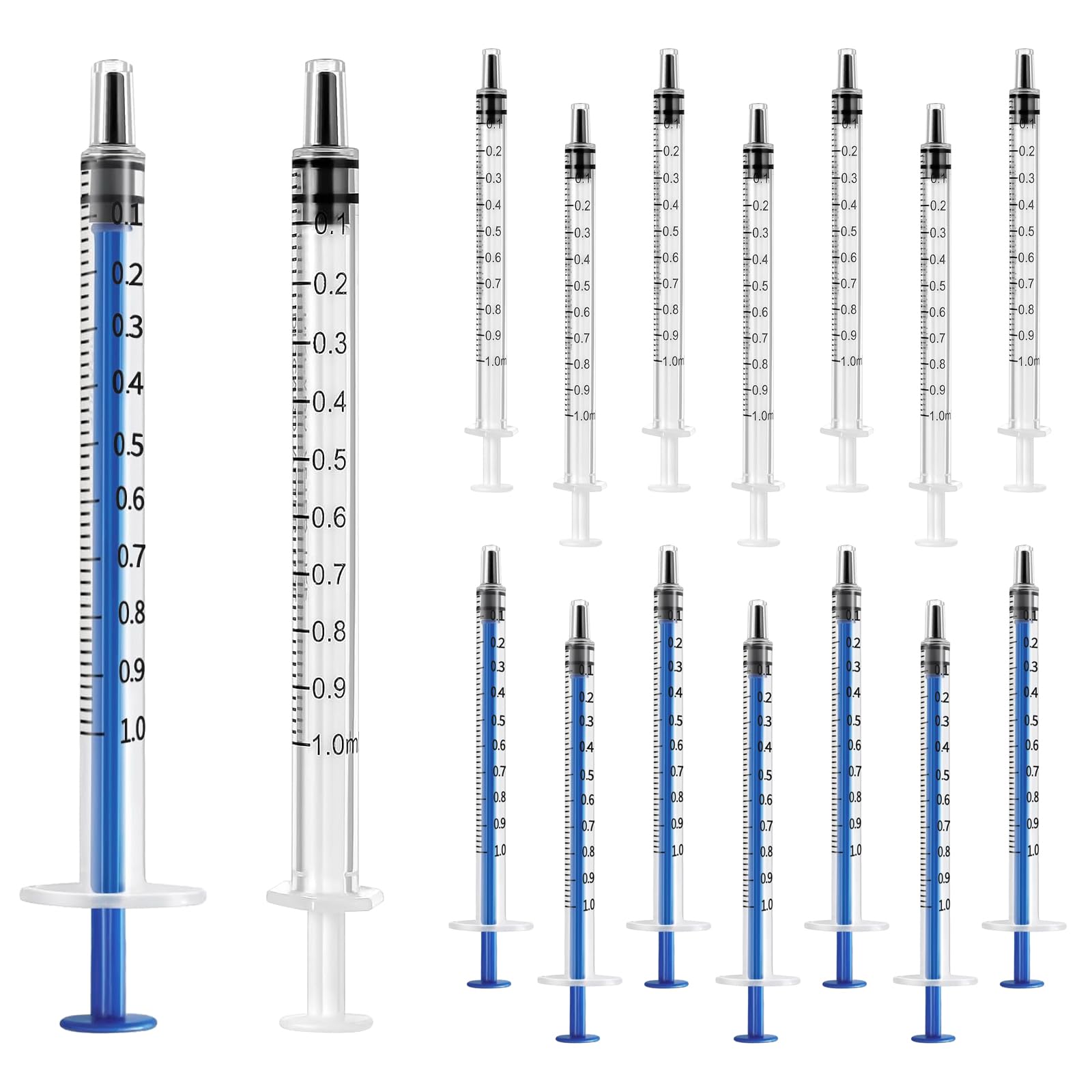 60 sztuk strzykawek 1 ml, sterylne, bez igieł, strzykawki jednorazowe z siarą, 1 ml, z nasadkami do karmienia małych zwierząt, pomiaru płynów i laboratoriów naukowych