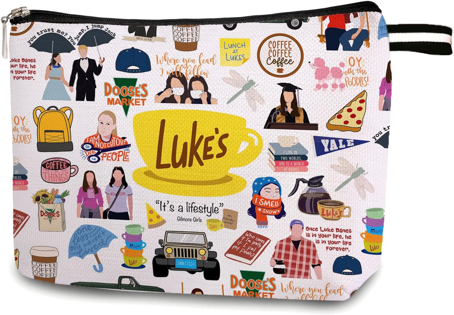 SUNFYCN GILM. Girl TV Show Gift Luke's Makeup Bag, Luke's Inspired Cosmetic Bag Luke's Fans Gift Makeup Zipper Pouch Bag, Luke's Fan Gift for Women Female Best Friends Sister BFF 13CB041