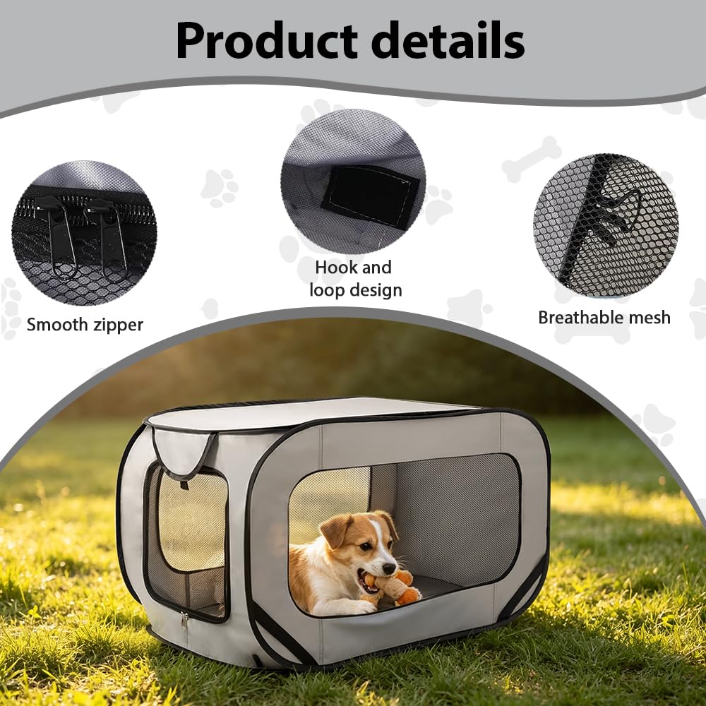 Hundetransportbox Faltbar, 92x52x52cm Pop-Up-Transportbox Hund Katze, Tragbarer Hundebox, Oxford Stoff Auto Haustiertransportbox für Katzen & Hunde bis 29.5 kg