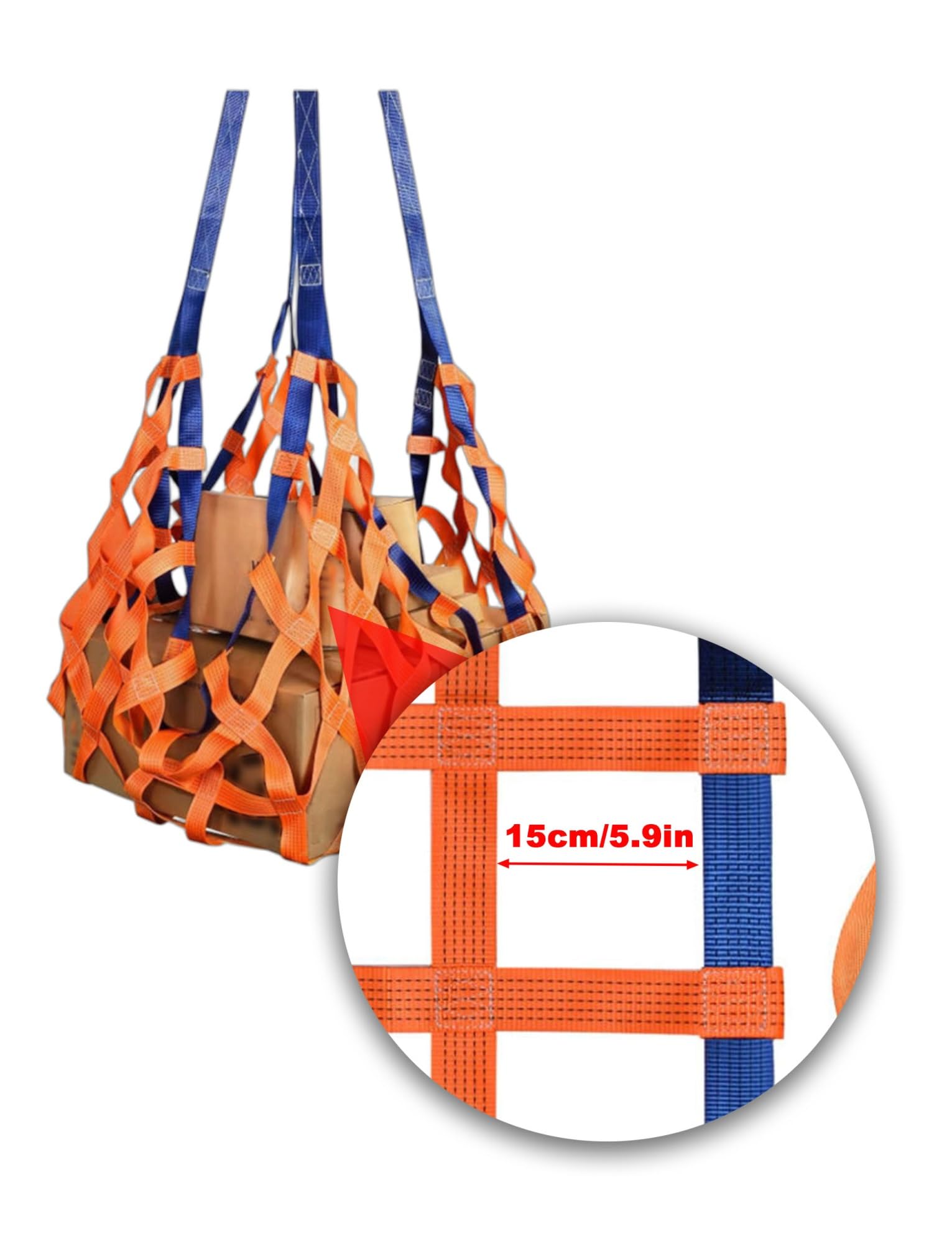 Gepäcknetz mit Hebegurten, 10 Gitter Polyester für Ladung, 2,5 Tonnen Kapazität, 199,9 x 199,9 cm, robustes Transport- und LKW-Zubehör