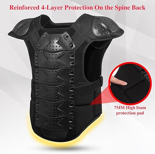 Miniatura 4 de Motorcycle Body Armor Vest Motocross Gear, Dirt Bike Chest Protector for Men Motorcycle Gear Back Protector Off-Road Racing Cycling Adult Safety Gear