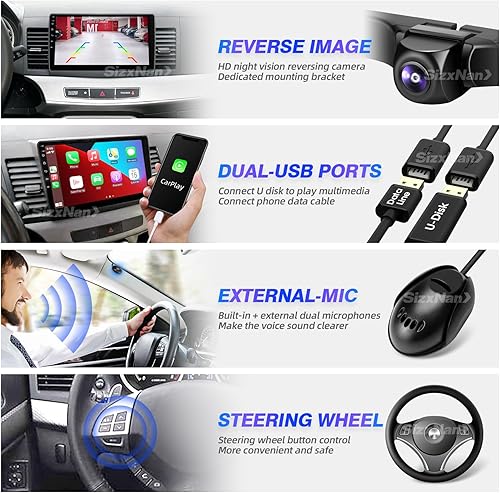 Miniatura 5 de Pantalla táctil para radio Android Lancer 2008-2017 compatible con Carplay Android Auto, radio de coche estéreo Bluetooth navegación reproductor