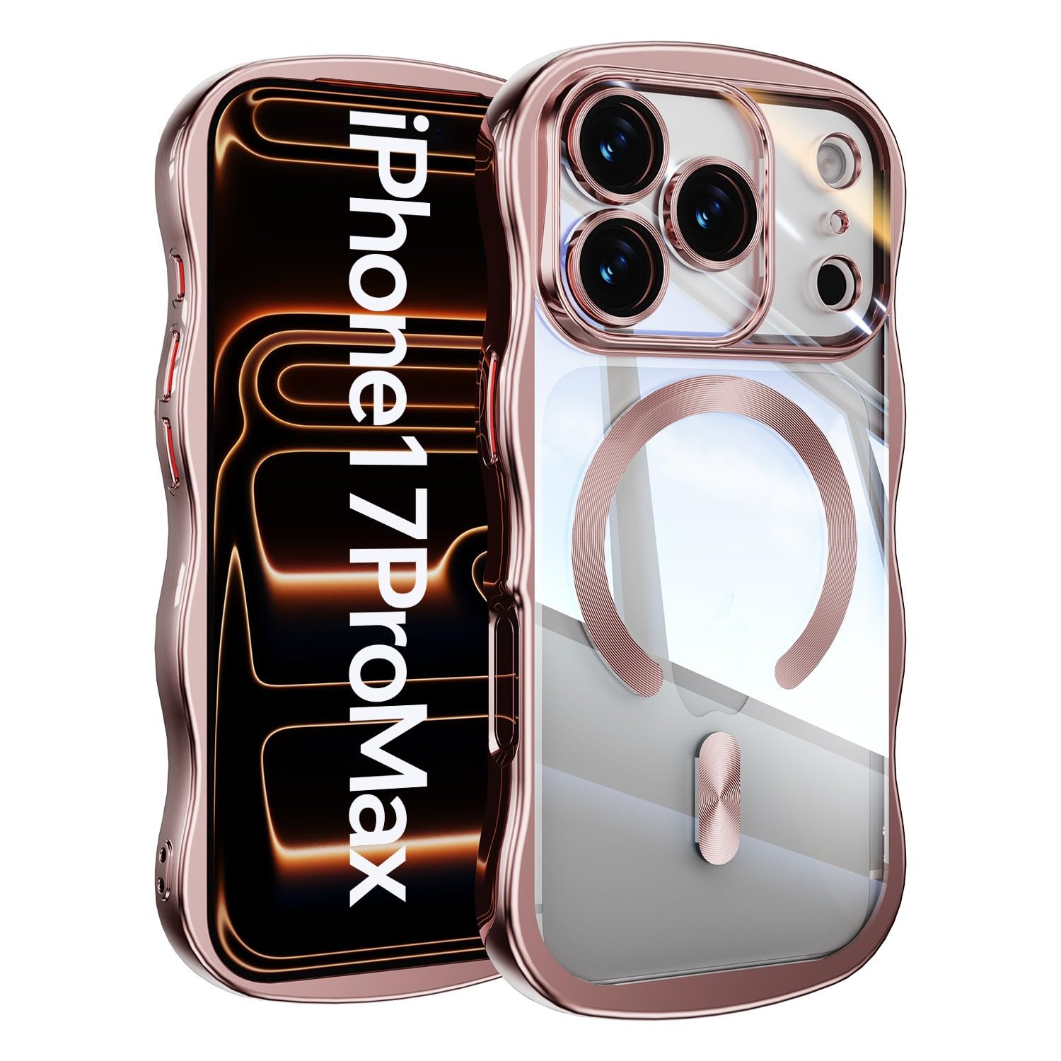 Coque iPhone 15 antichoc rose rigide silicone plaqué à vagues