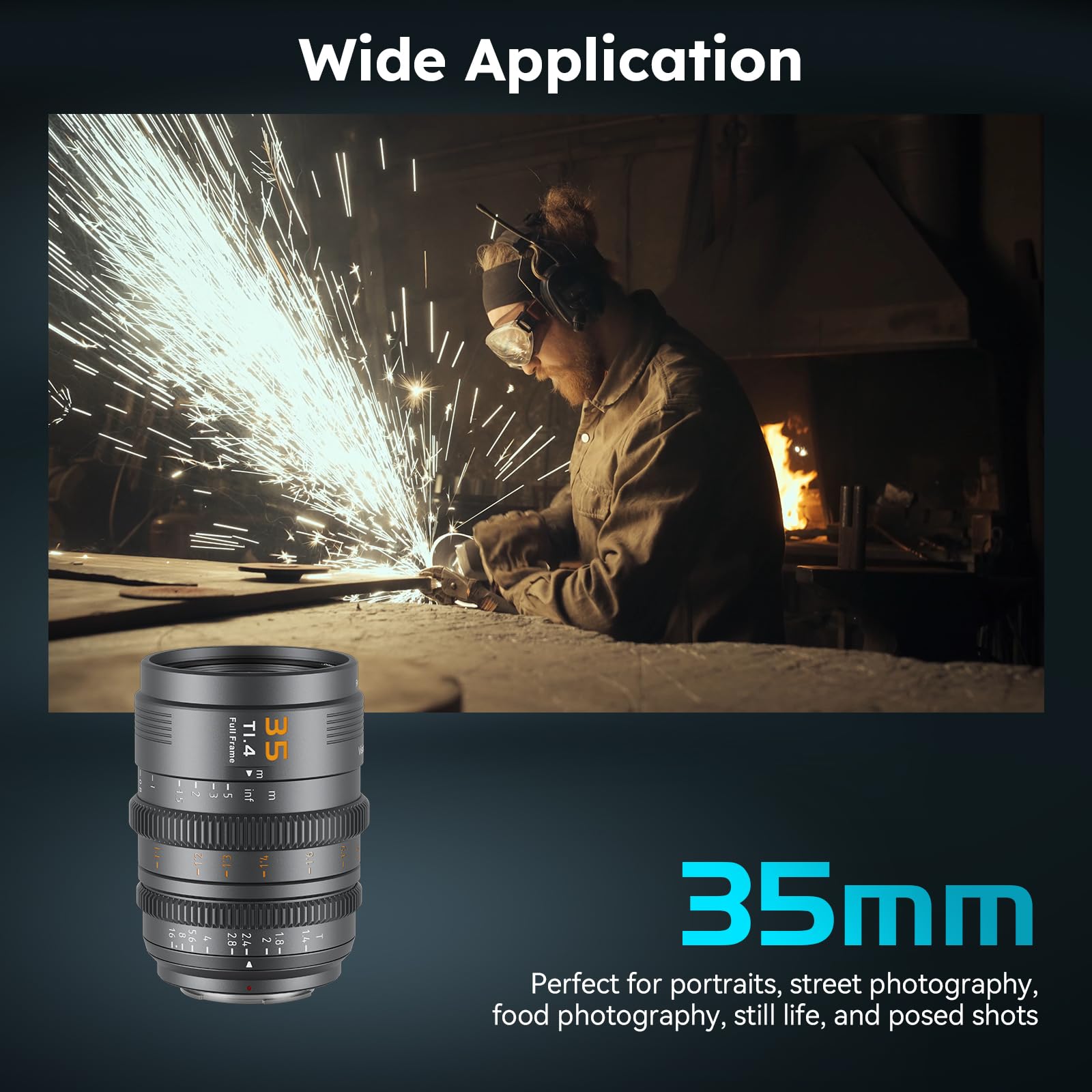 SIRUI VP-1 Vision Prime 1 T1.4 Full Frame Cine, obiettivo cinema con messa a fuoco manuale da 35 mm con attacco E preinstallato, supporti intercambiabili RF/Z/L (grigio metallico)